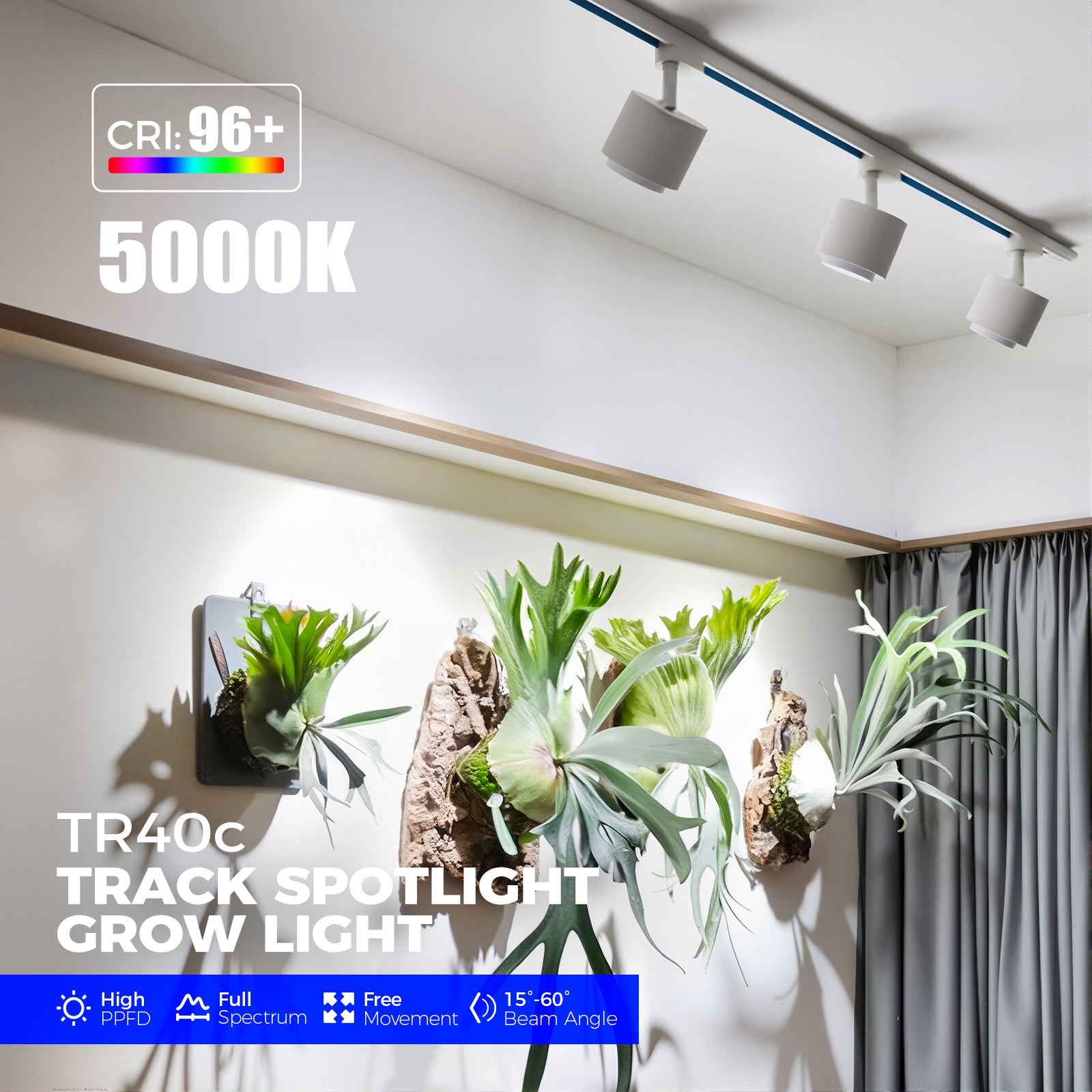 Barrina TR40c 3 x 40W LED Grow Lights 5000K | Full Spectrum, Ceiling Track & Timer | TR-40c