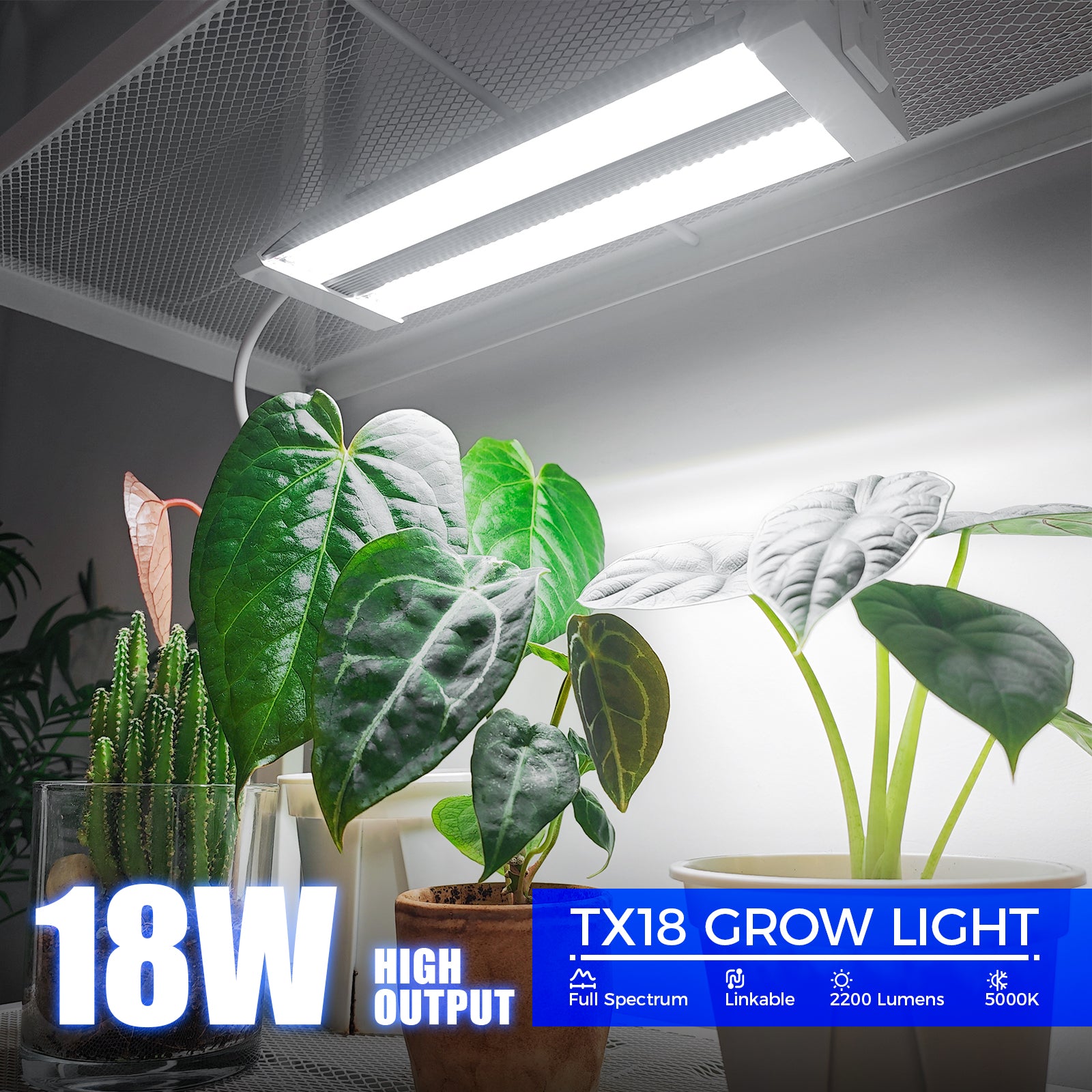 Barrina TX18 18W LED Grow Lights 1FT 5000K | Full Spectrum & Linkable | TXAL18