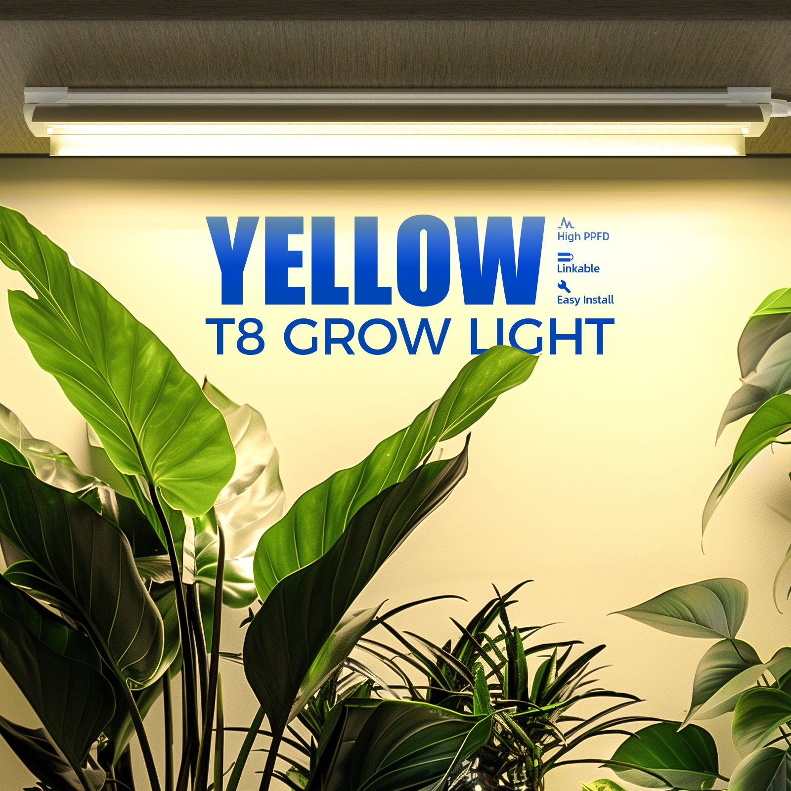 Barrina T8 24W LED Grow Lights 2FT Yellow Light | Full Spectrum, Reflectors & Linkable | QF24