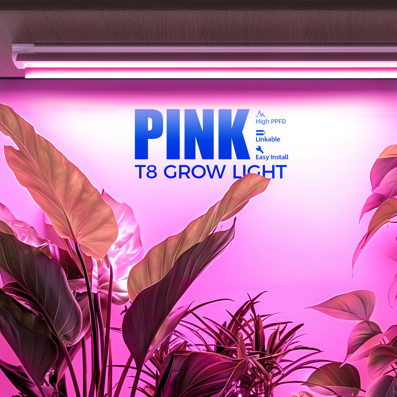 Barrina T8 42W LED Grow Lights 4FT Pink Light | Full Spectrum, Reflectors & Linkable | QL42