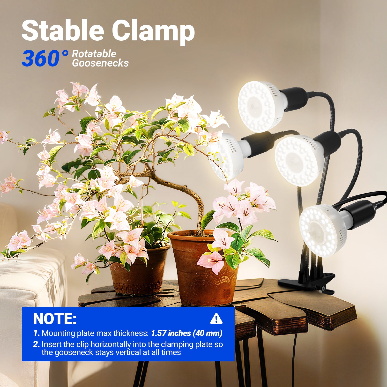 Barrina Orbgrow 4 x 11W Clip-On LED Grow Lights 4000K | Full Spectrum, Dimmable & Timing | OG11A