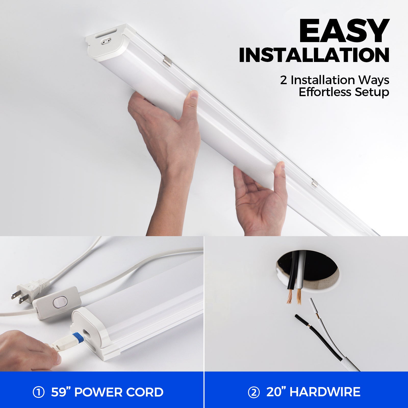 Barrina 45W LED Shop Lights 4FT 5000K 5000LM | Linkable & Frosted Cover | BDL45