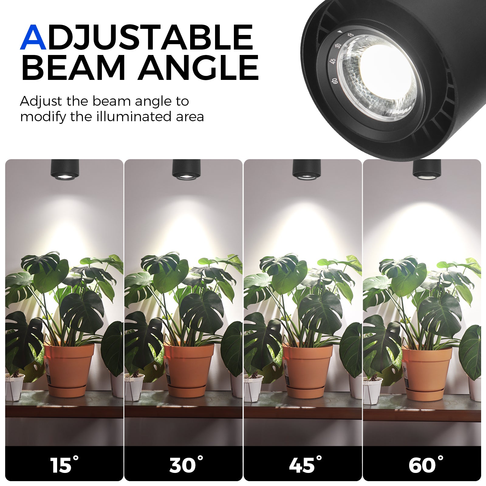 Barrina TR40a 40W LED Grow Lights 5000K | Full Spectrum, Mounted & Timer | TR40a (Black)