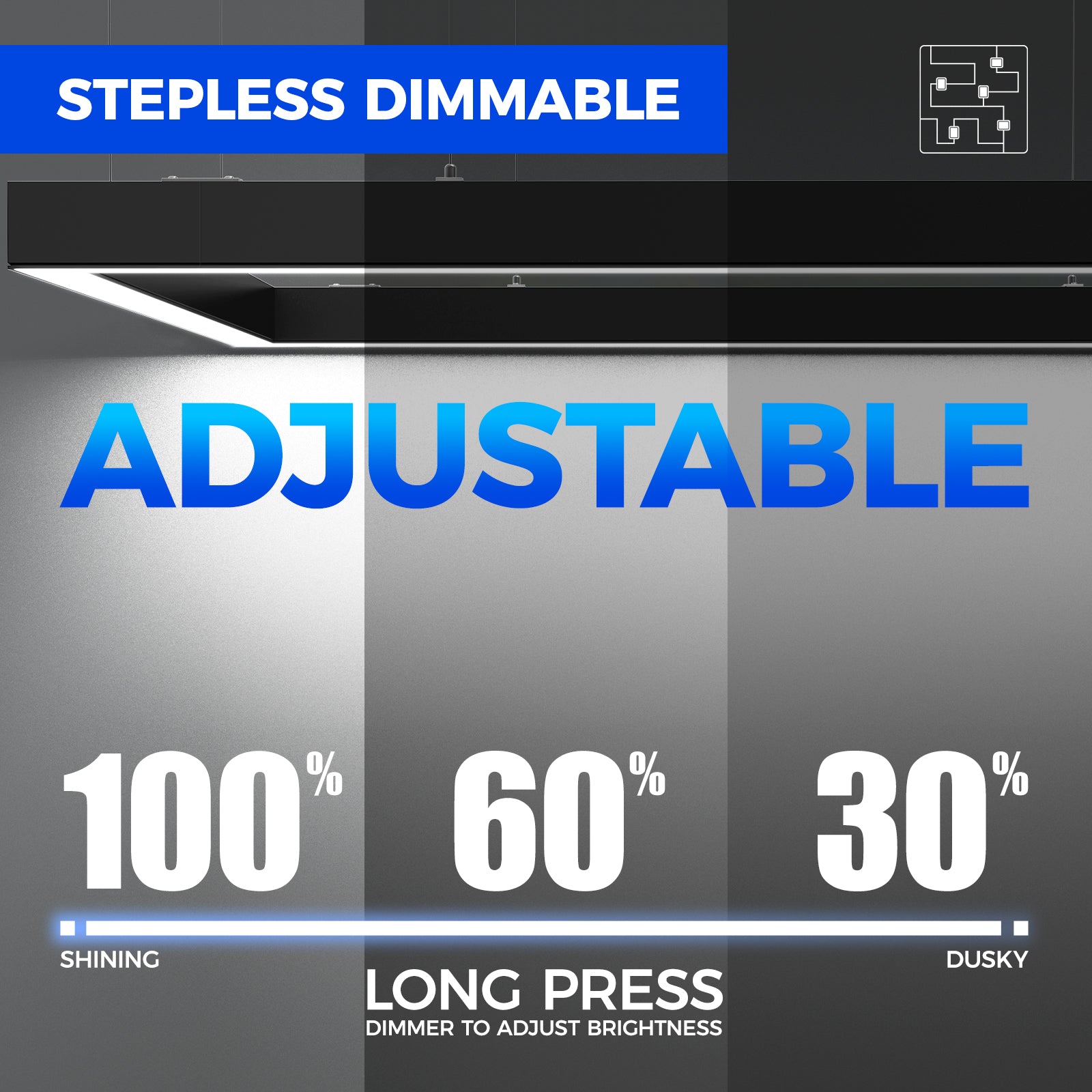 Barrina 5568 Remote Series 2nd-Generation 216W Square Set LED Linear Lights 5FT * 5FT 3000K - 6000K 21600LM | Seamless Connection & Color Changing