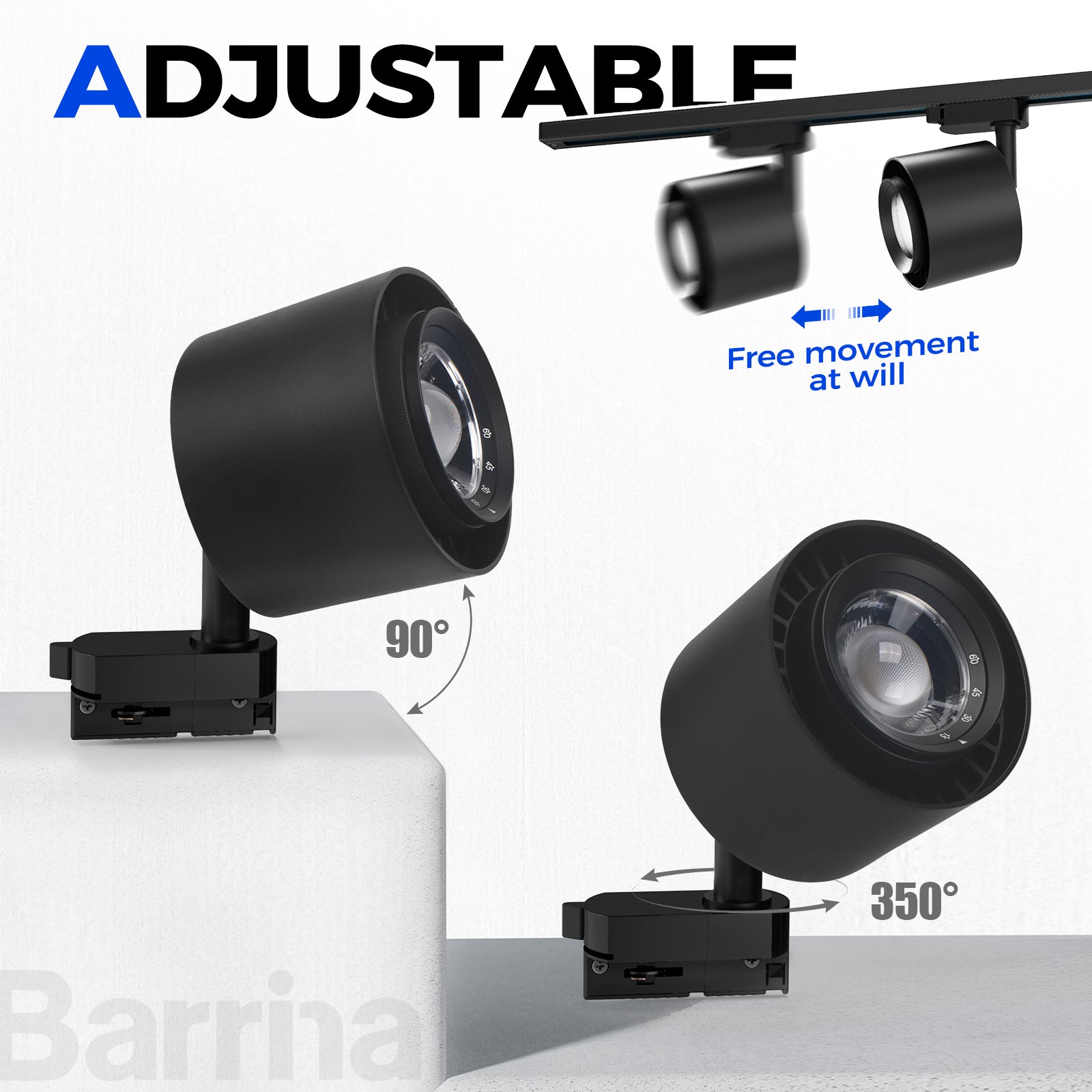 Barrina TR40c 3 x 40W LED Grow Lights 5000K | Full Spectrum, Ceiling Track & Timer | TR40c (Black)