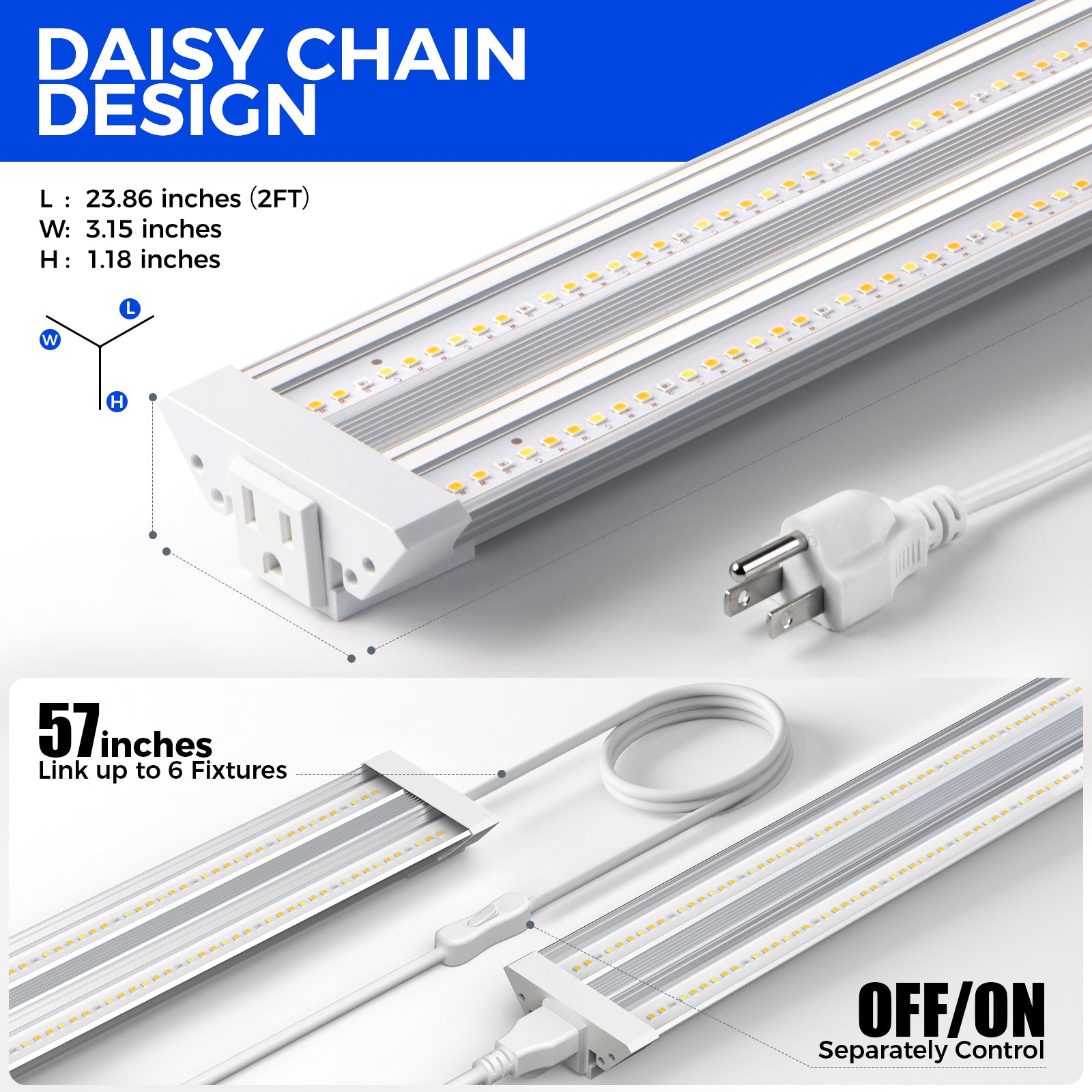 Barrina TX36 36W LED Grow Lights 2FT 3000K+6500K+660nm | Full Spectrum & Linkable | TXPL36