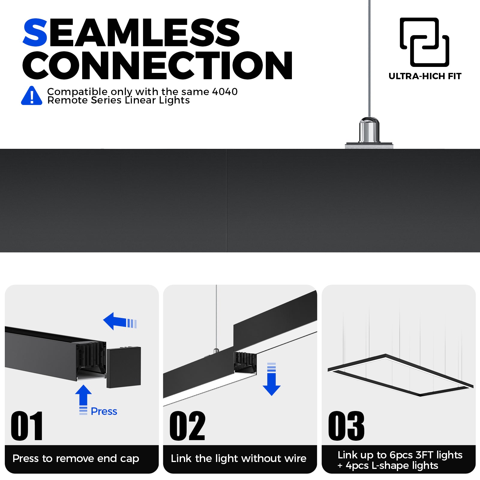 Barrina 4040 Remote Series 3nd-Generation 180W Rectangular Set LED Linear Lights 6FT * 3FT 3000K - 6000K 15000LM | Seamless Connection & Color Changing