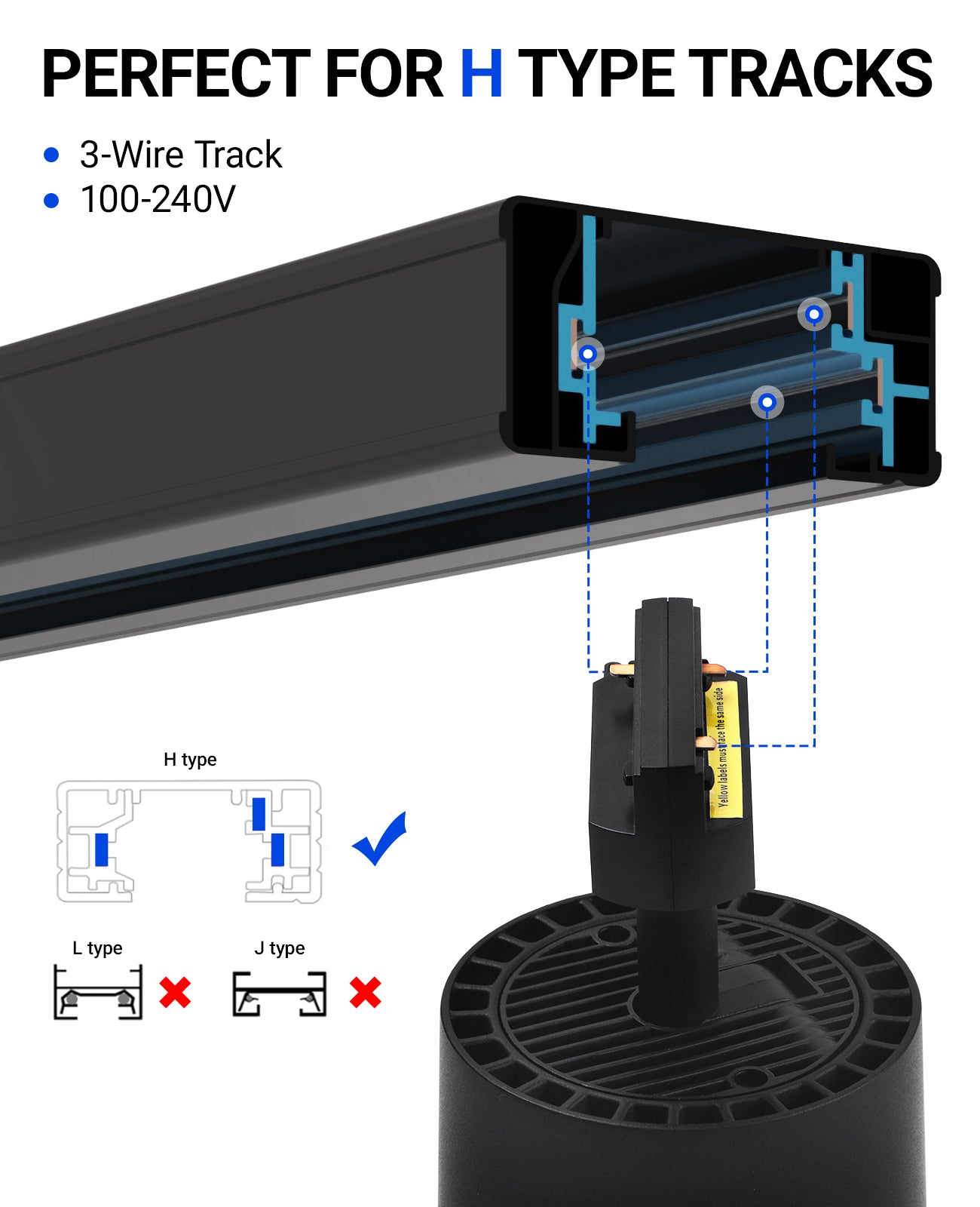 Barrina TR40c 3 x 40W LED Track Grow Lights 4000K | Full Spectrum, Ceiling Track & Timer | TR40c (Black)
