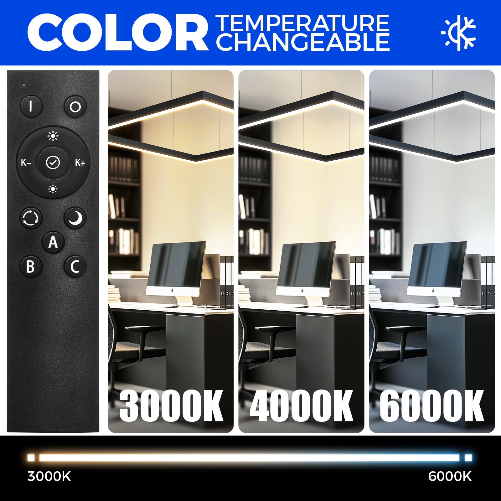 Barrina 5568 Remote Series 2nd-Generation 216W Square Set LED Linear Lights 5FT * 5FT 3000K - 6000K 21600LM | Seamless Connection & Color Changing