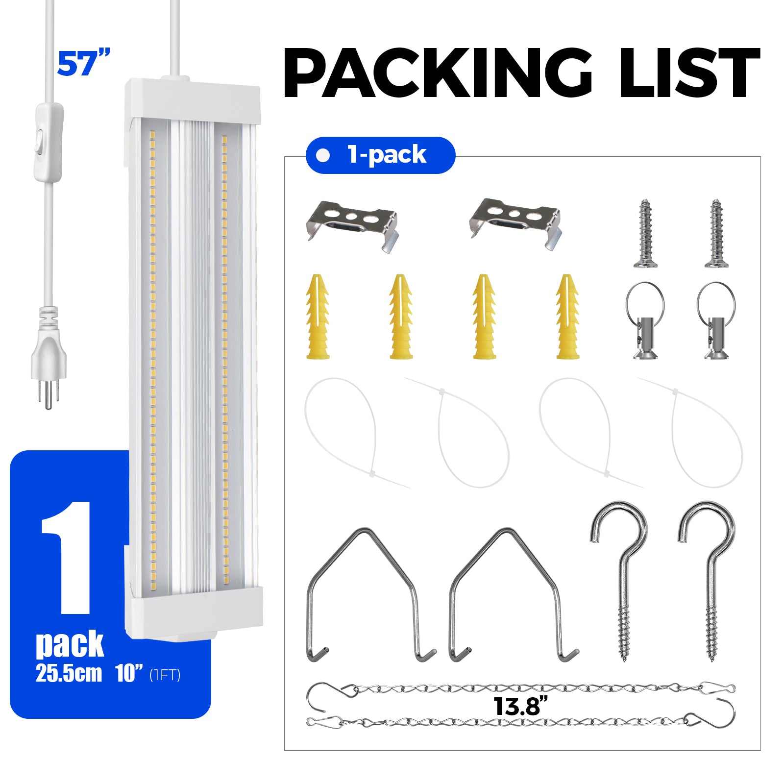 Barrina TX18 18W LED Grow Lights 1FT 5000K | Full Spectrum & Linkable | TXAL18