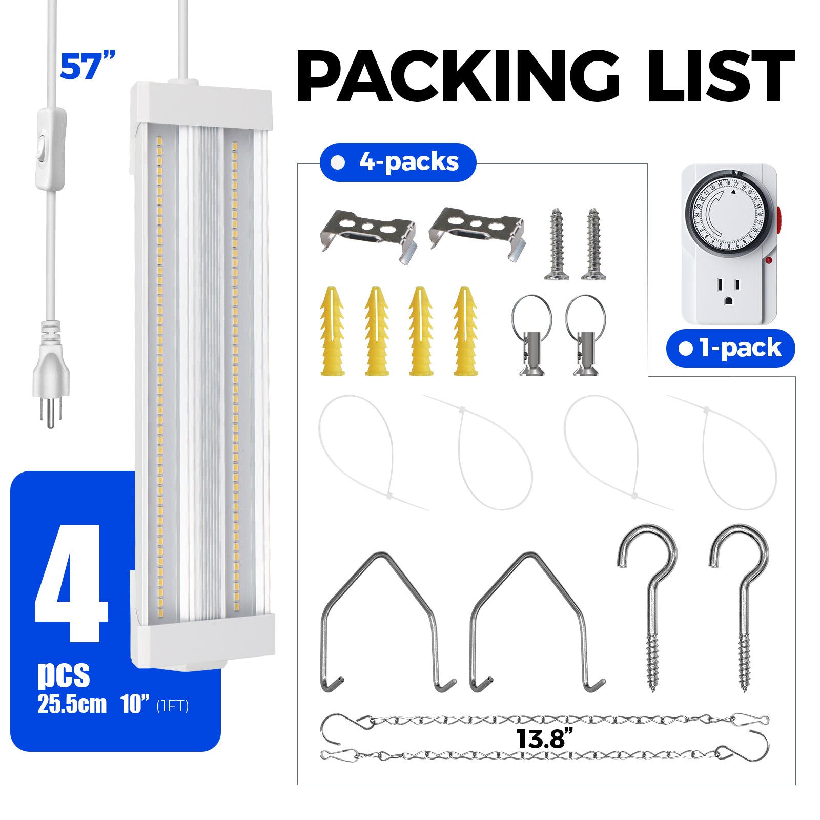 Barrina TX18 18W LED Grow Lights 1FT 5000K | Full Spectrum & Linkable | TXAL18