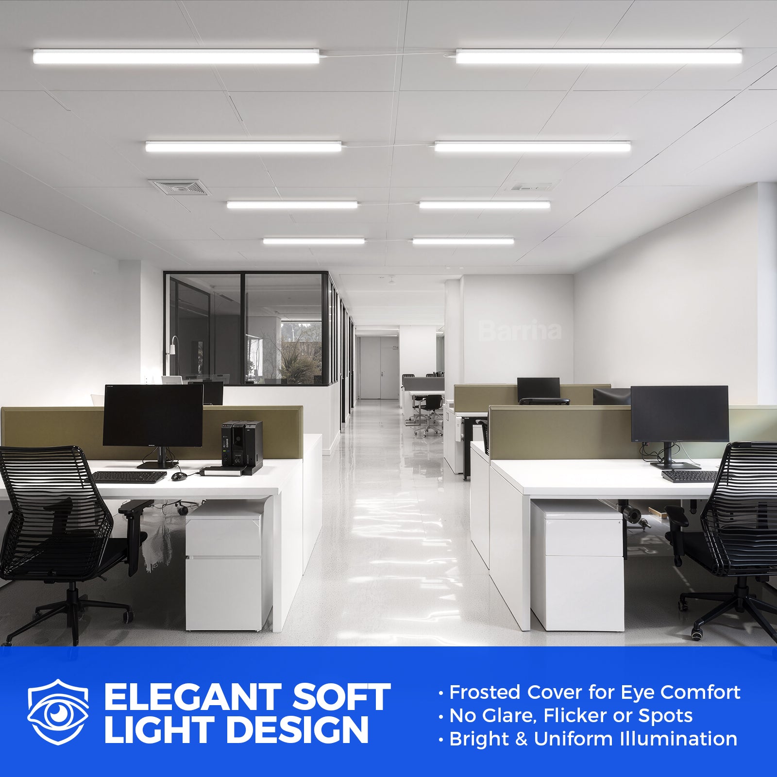 Barrina 45W LED Shop Lights 4FT 5000K 5000LM | Linkable & Frosted Cover | BDL45