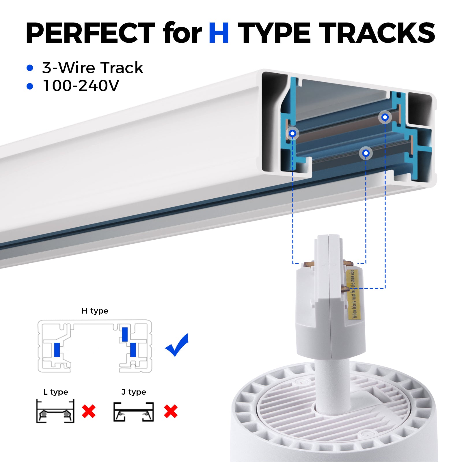 Barrina TR40c 3 x 40W LED Track Grow Lights 4000K | Full Spectrum, Ceiling Track & Timer | TR40c (White)