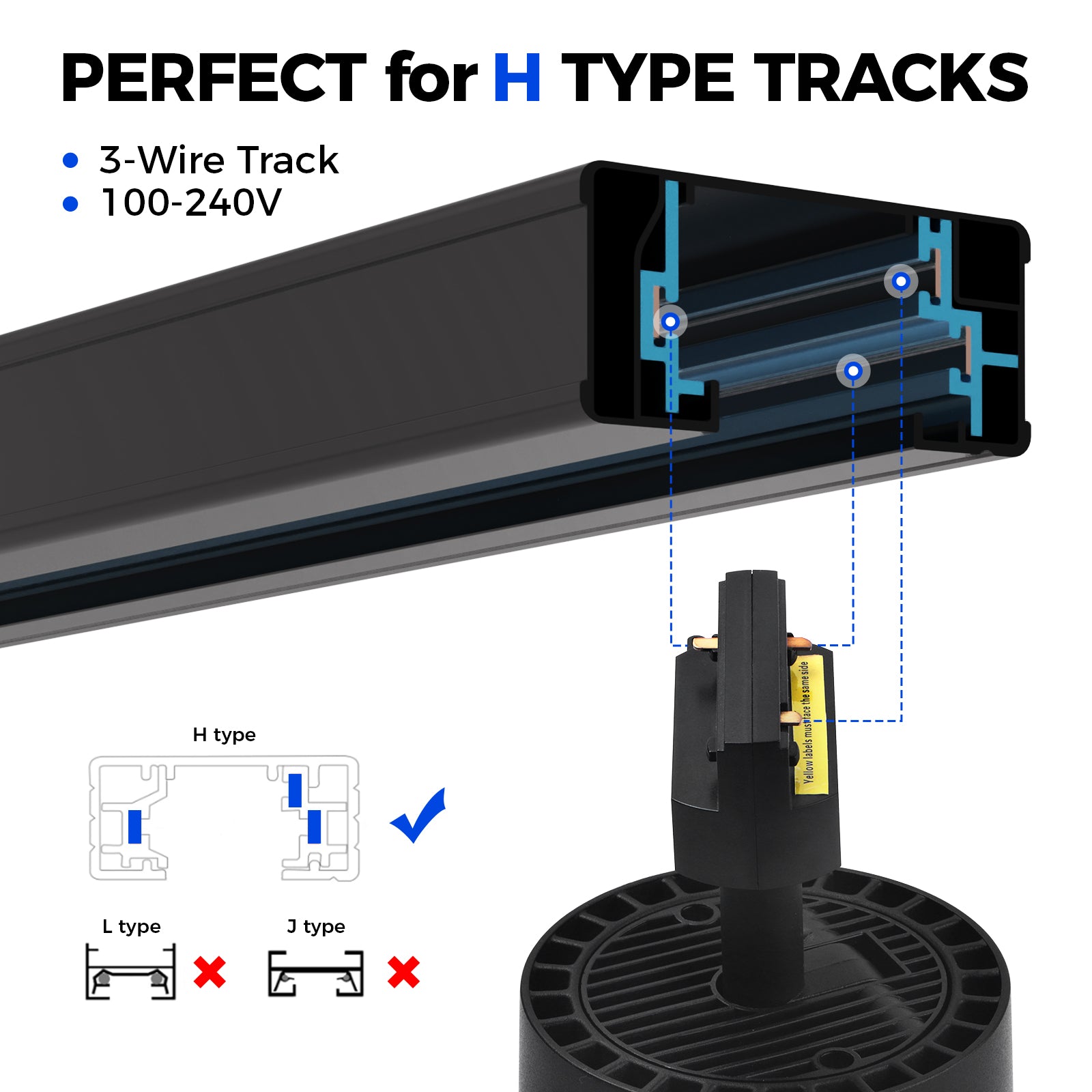 Barrina TR40c 3 x 40W LED Track Grow Lights 4000K | Full Spectrum, Ceiling Track & Timer | TR40c (Black)