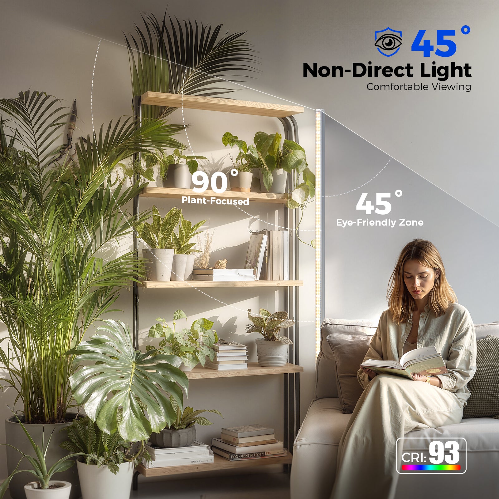 Barrina T1S 65W LED Standing Grow Light 5FT-5.6FT 3000K+6500K+660nm | Full Spectrum & Timer | K10R65