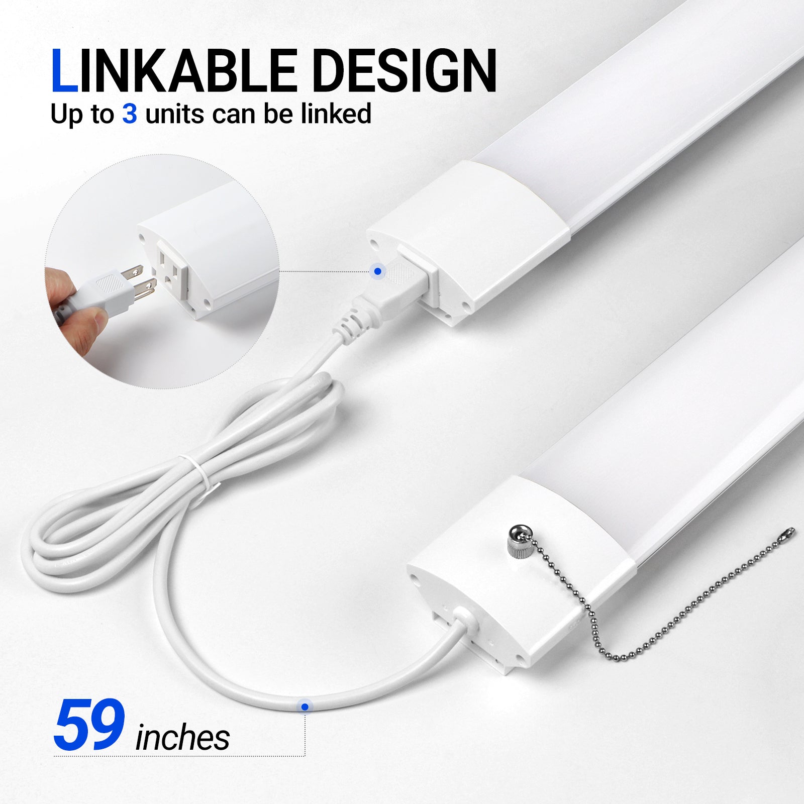 Barrina 84W LED Shop Lights 4FT 5000K 10000LM | Hanging, Linkable & Power Plug Cords | BS84