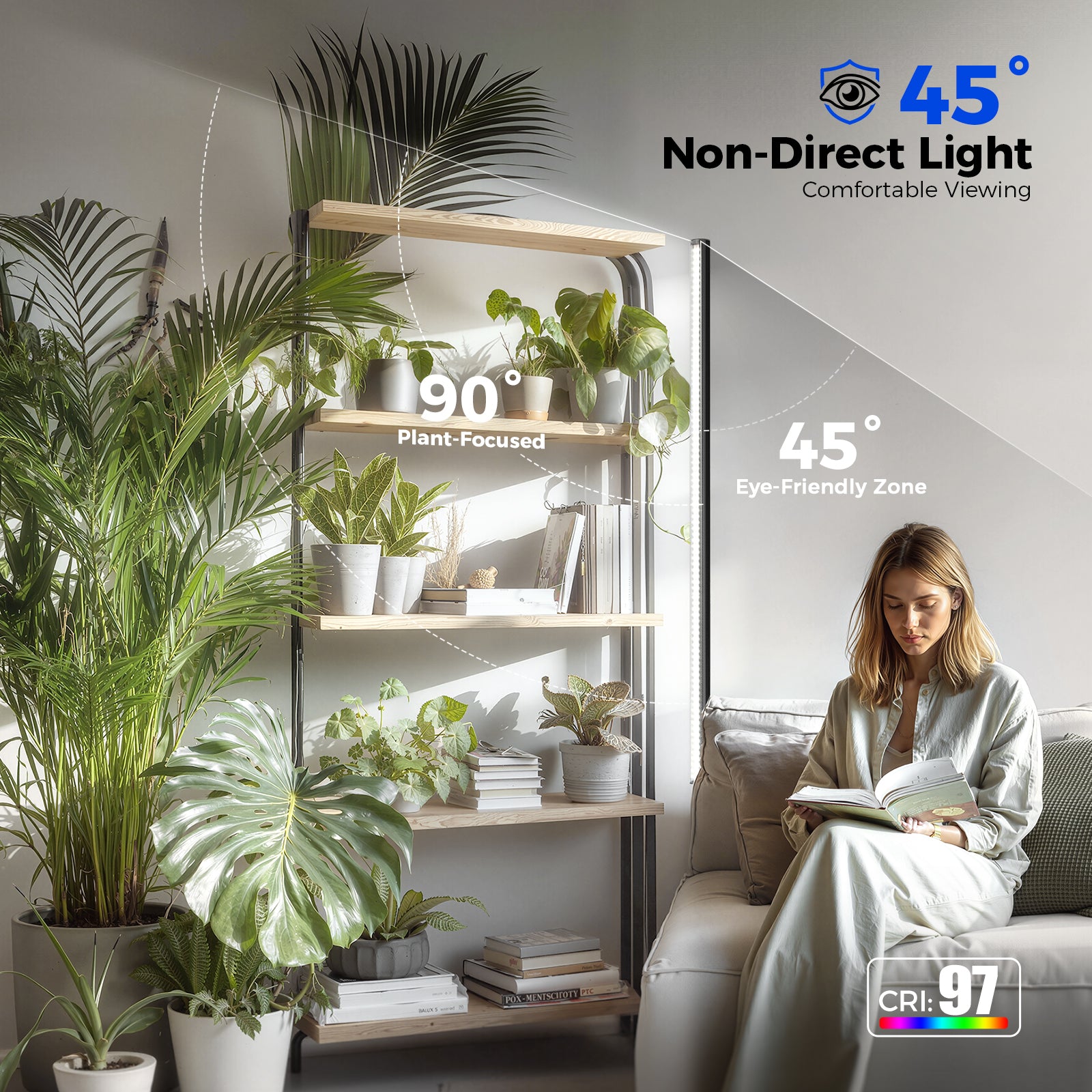 Barrina T1S 65W LED Standing Grow Light 5FT-5.6FT 5000K | Full Spectrum & Timer | K10R65