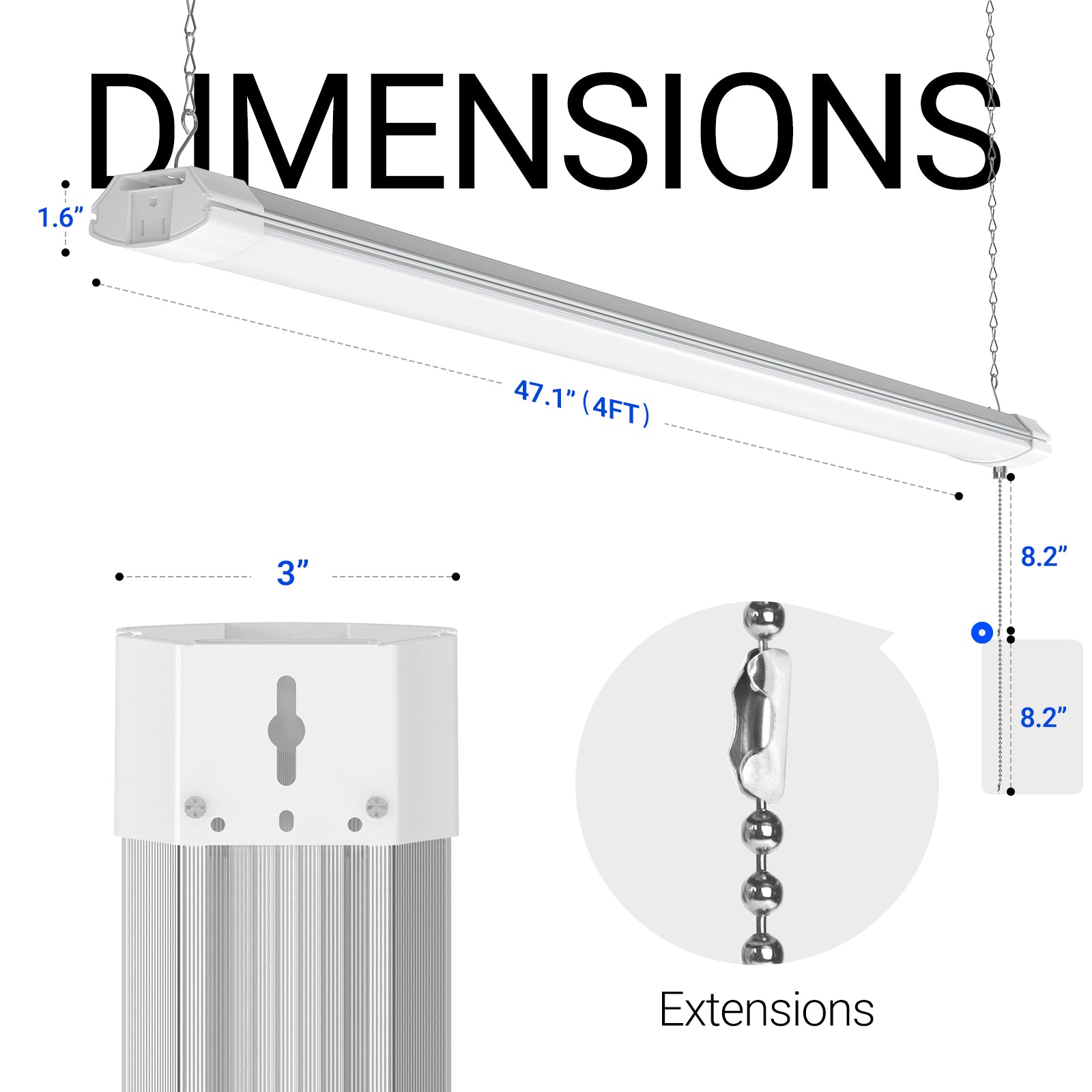 Barrina 84W LED Shop Lights 4FT 6500K 10000LM | Hanging, Linkable & Power Plug Cords | BS84