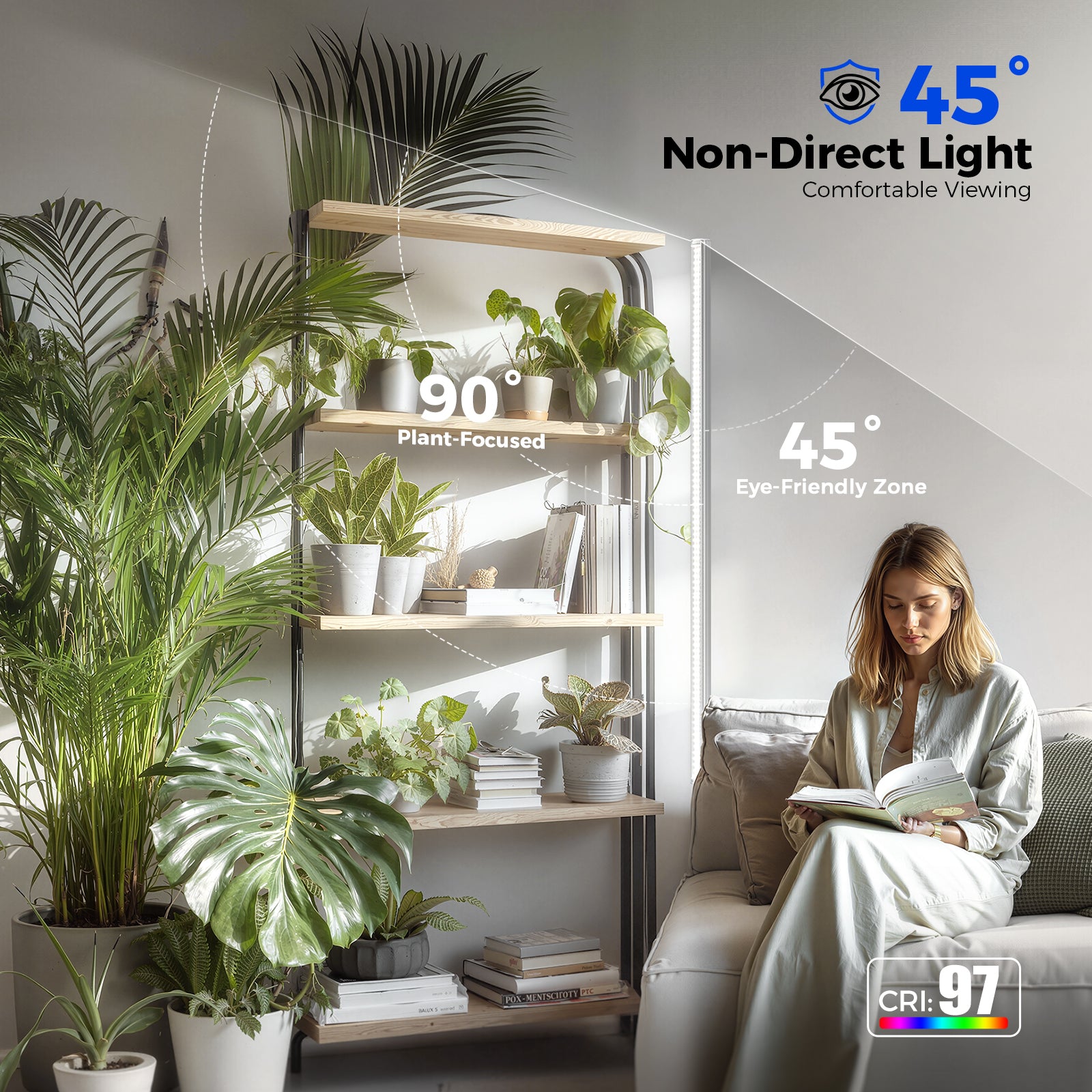 Barrina T1S 65W LED Standing Grow Light 5FT-5.6FT 5000K | Full Spectrum & Timer | K10R65