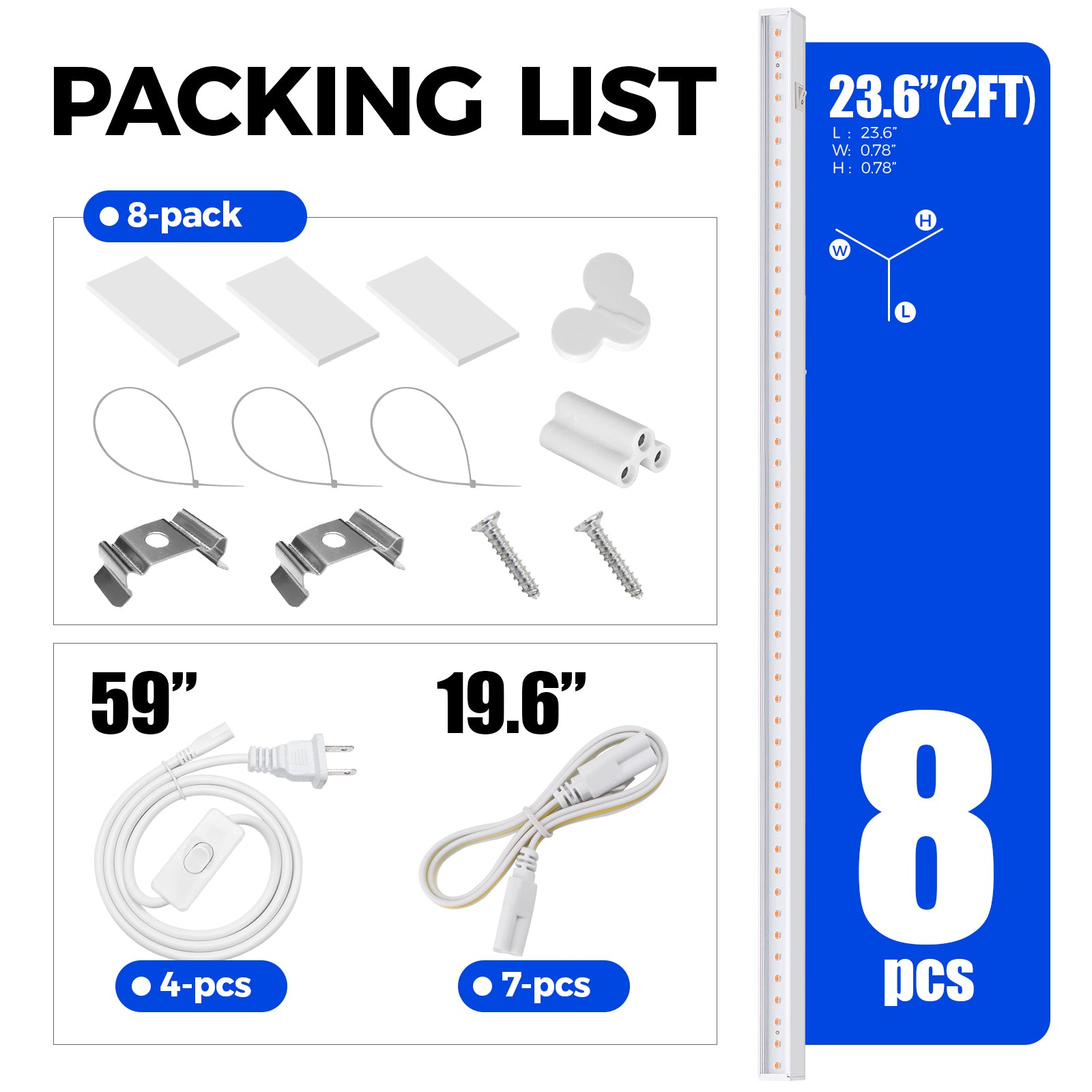 Barrina T5 10W LED Grow Lights 2FT Pink Light 8 Pack | Linkable | MF10