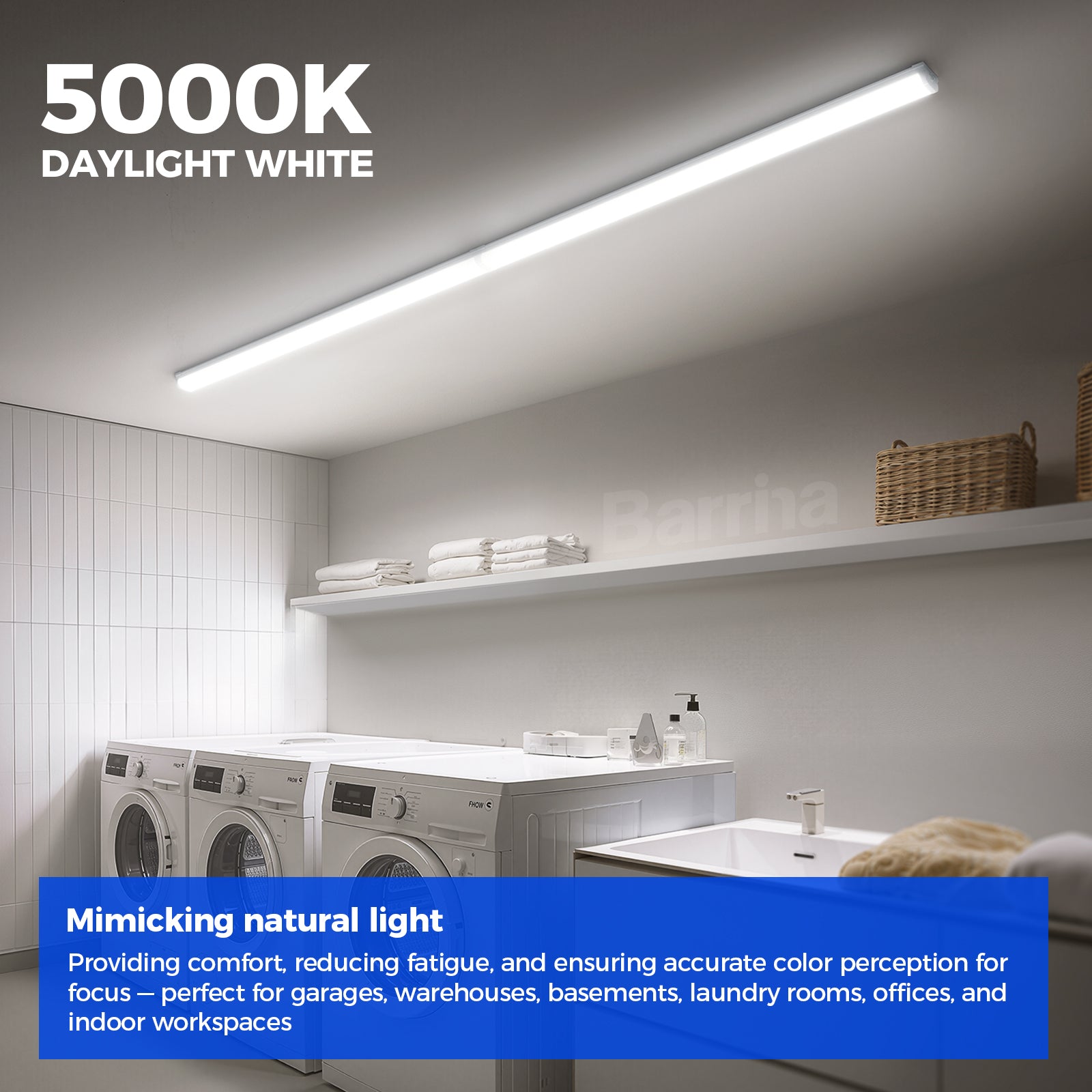Barrina 45W LED Shop Lights 4FT 5000K 5000LM | Linkable & Frosted Cover | BDL45