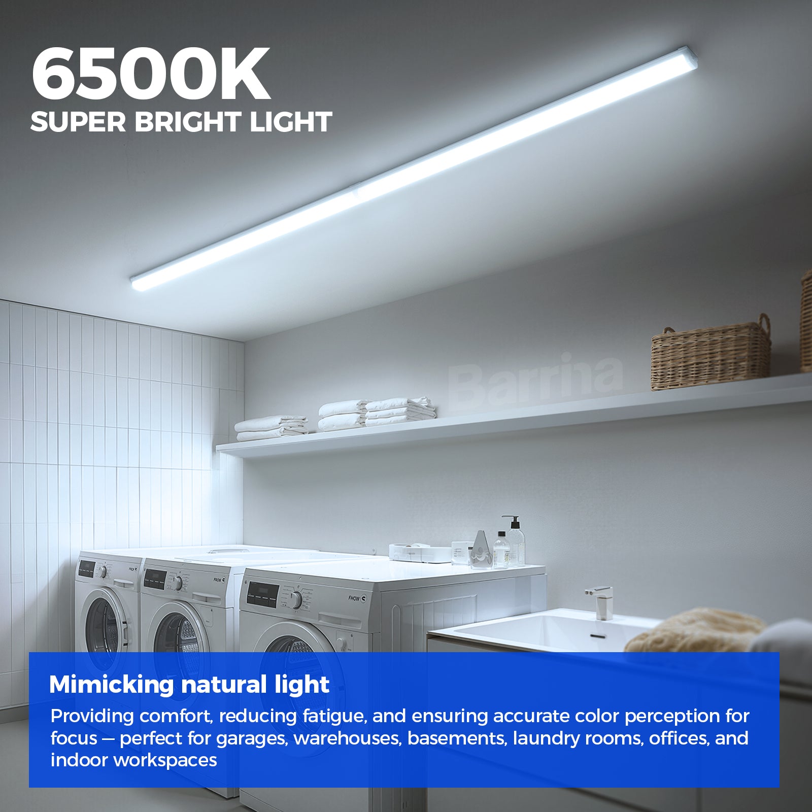 Barrina 45W LED Shop Lights 4FT 6500K 5000LM | Linkable & Frosted Cover | BDL45