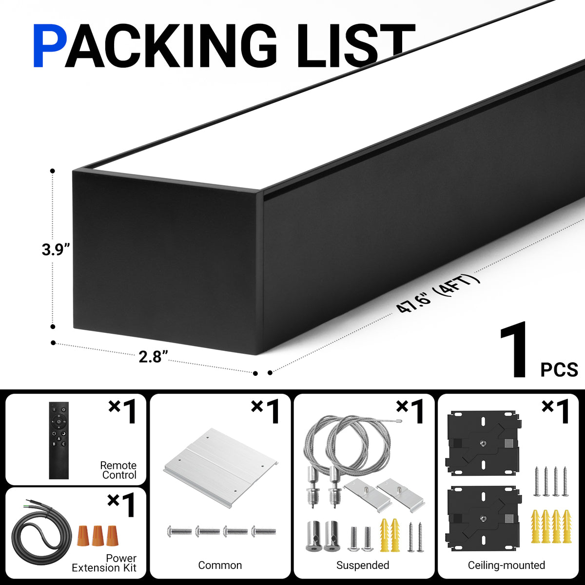 Barrina 9975 Remote Series 4nd-Generation 60W LED Linear Lights 4FT 3000K - 6000K 5900LM | Seamless Connection & Color Changing