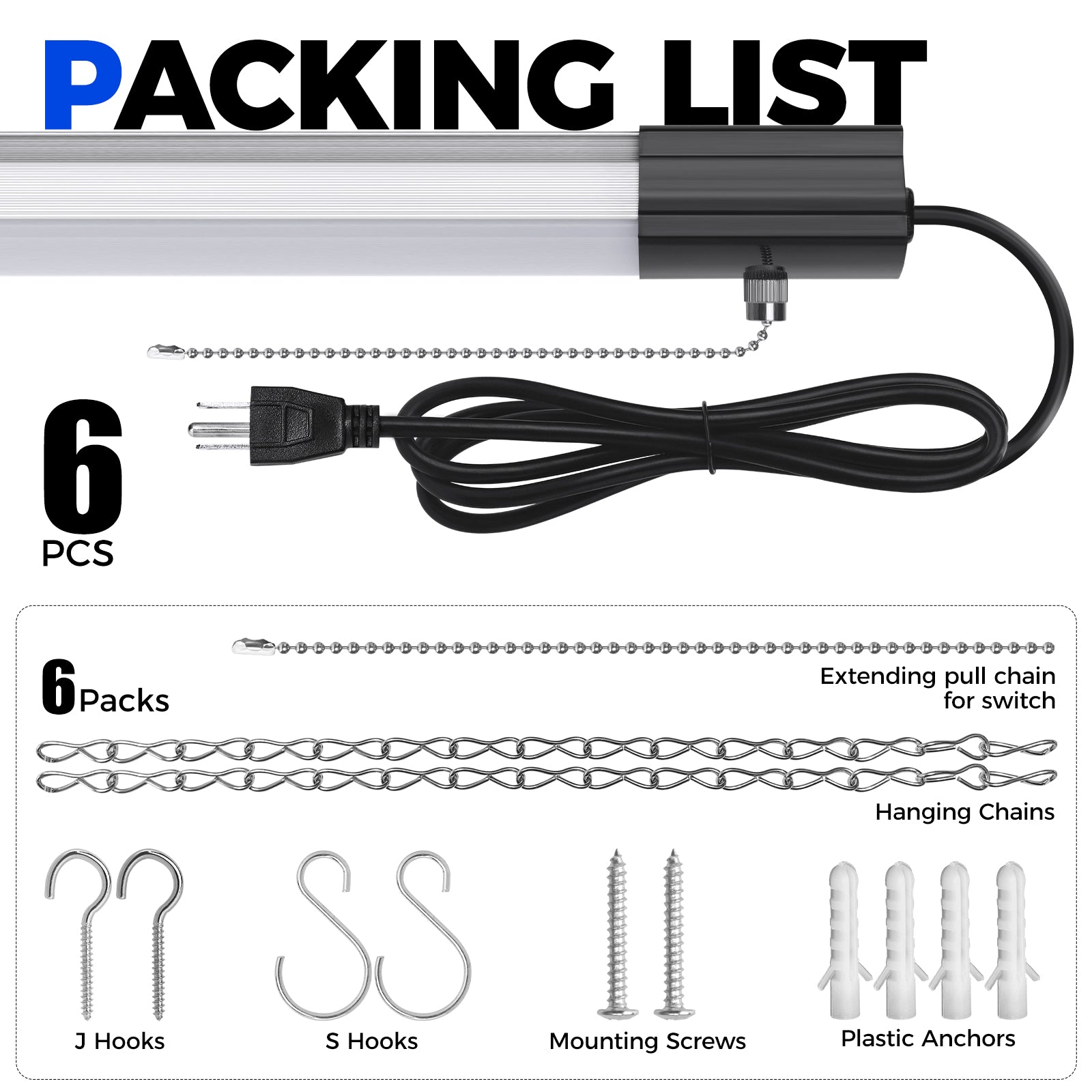 Barrina 168W LED Shop Lights 8FT 5000K 16800LM | Hanging, Linkable & Power Plug Cords | BS168