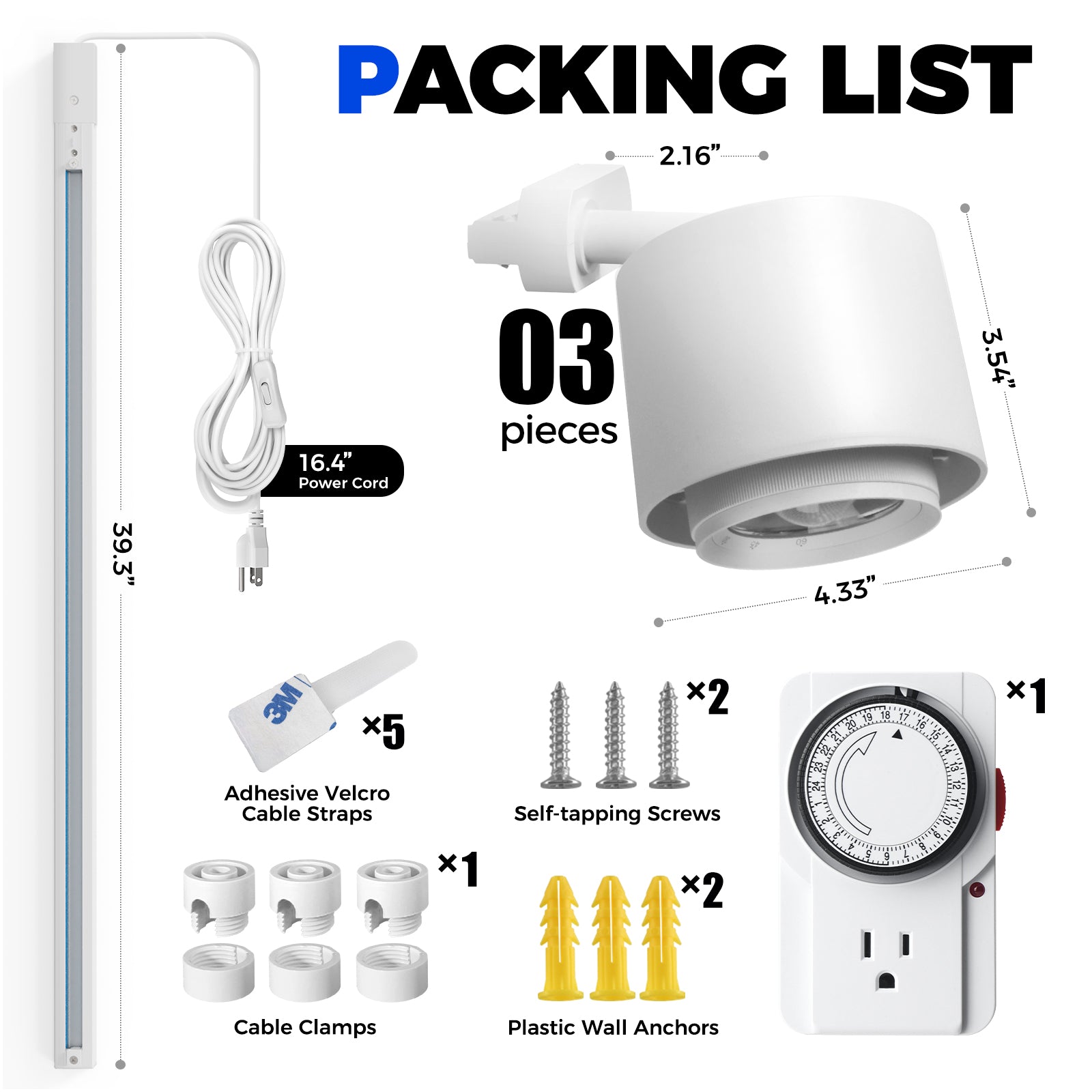 Barrina TR40c 3 x 40W LED Grow Lights 5000K | Full Spectrum, Ceiling Track & Timer | TR-40c