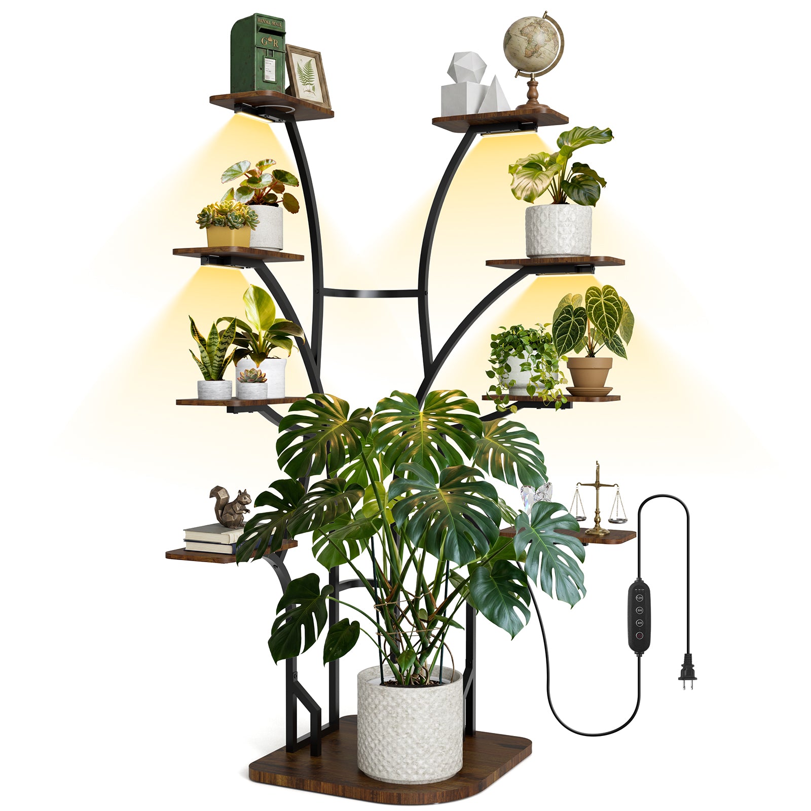 Barrina LS13 Corner Plant Stand with 4-Pack 0.5FT Grow Lights | Full Spectrum & 9-Tier | LS13