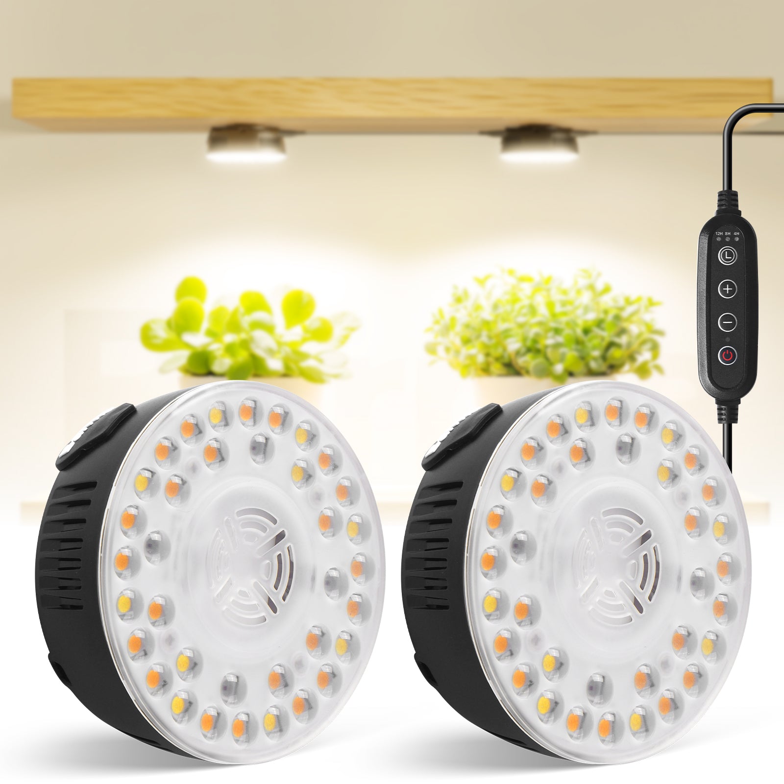Barrina Orbgrow 9W LED Puck Grow Lights 3000K+6500K+660nm | Full Spectrum, Magnetic, Timer, Dimmable & Linkable | OG09
