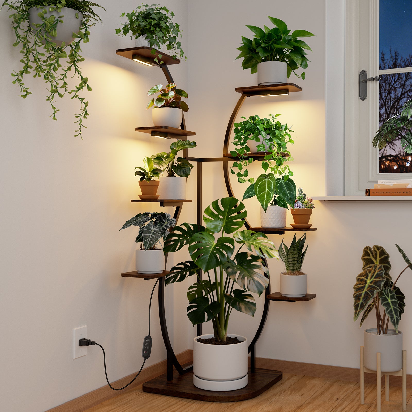 Barrina LS12 Corner Plant Stand with 4-Pack Grow Lights | Full Spectrum & S-Shape | LS12