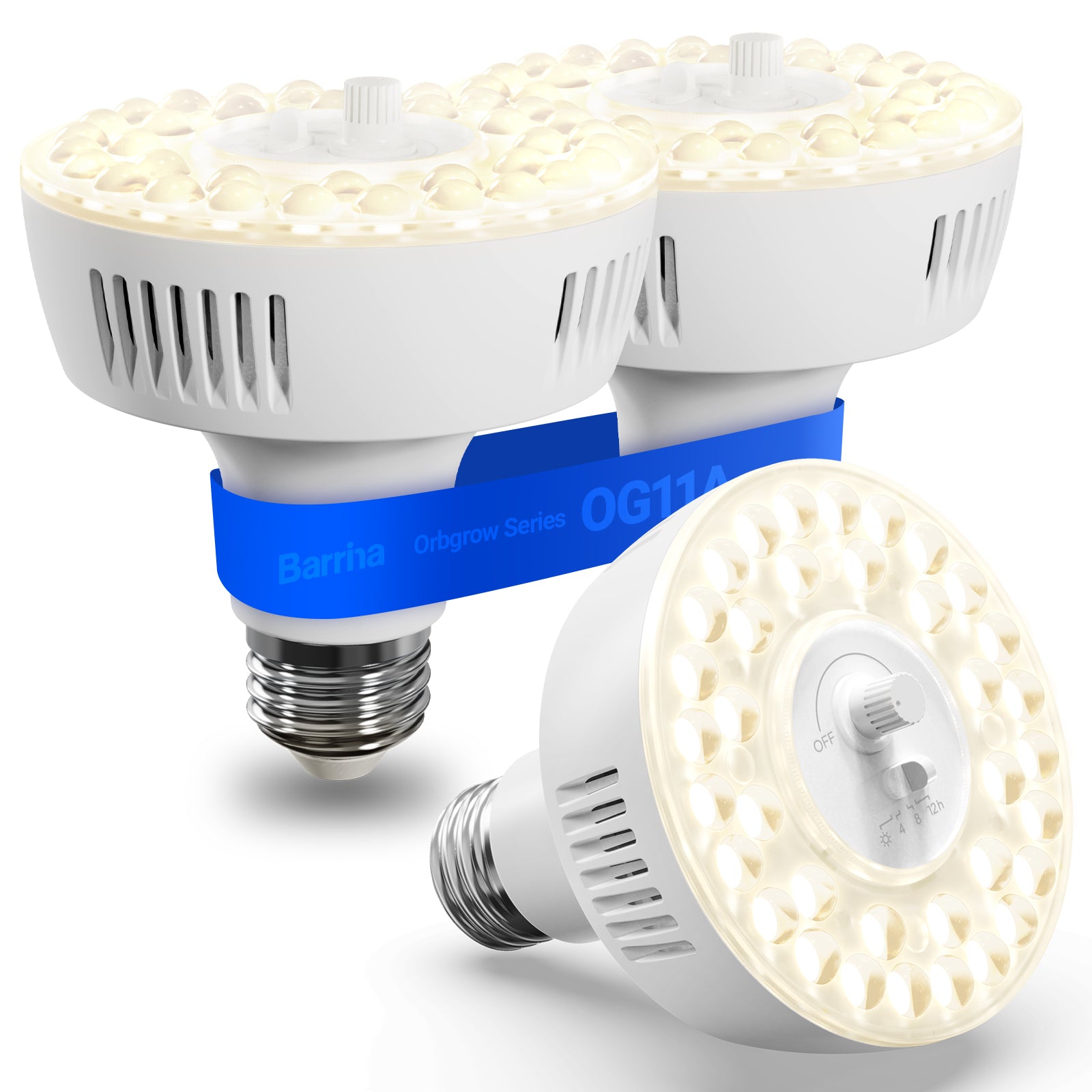 Barrina Orbgrow 11W LED Grow Light Bulb 4000K | Full Spectrum, Dimmable, Timer & E26 Base | OG11A (White)
