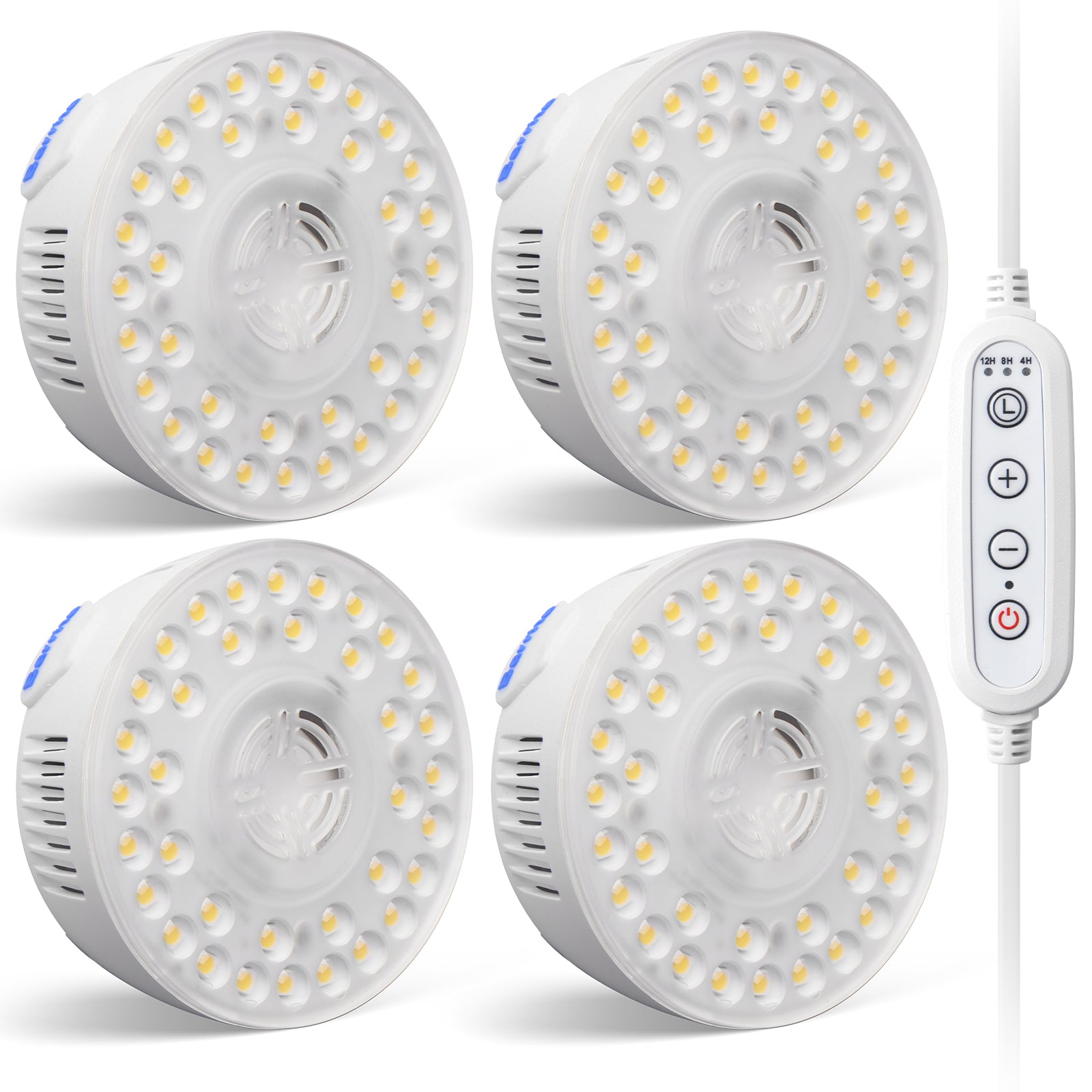 Barrina Orbgrow 9W LED Puck Grow Lights 5000K | Full Spectrum, Magnetic, Timer, Dimmable & Linkable | 4-Pack