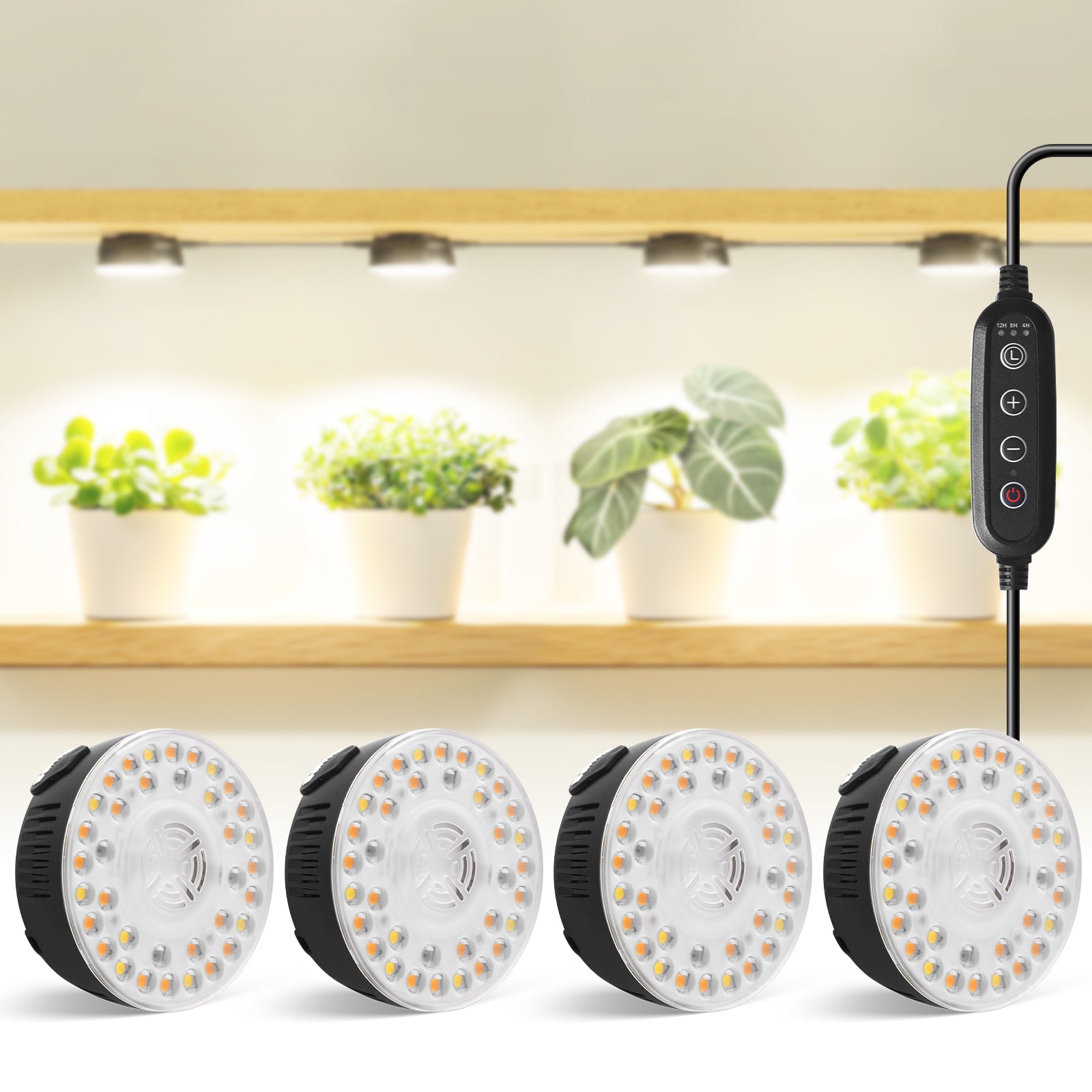 Barrina Orbgrow 9W LED Puck Grow Lights 3000K+6500K+660nm | Full Spectrum, Magnetic, Timer, Dimmable & Linkable | OG09