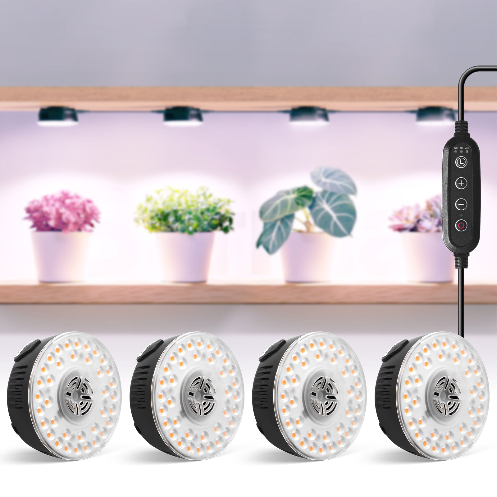 Barrina Orbgrow 9W LED Puck Grow Lights Pinkish White | Full Spectrum, Magnetic, Timer, Dimmable & Linkable | OG09