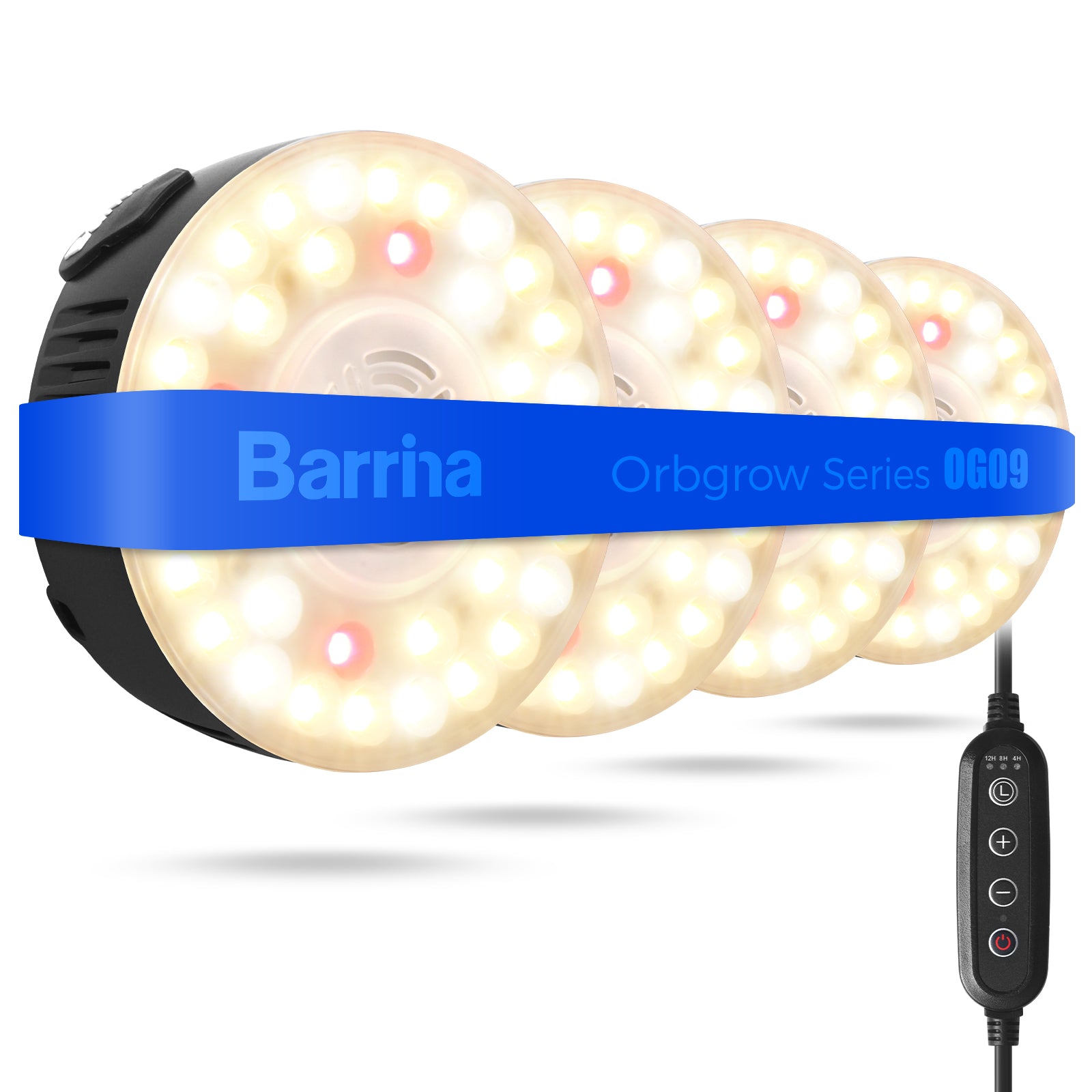 Barrina Orbgrow 9W LED Puck Grow Lights 3000K+6500K+660nm | Full Spectrum, Magnetic, Timer, Dimmable & Linkable | OG09
