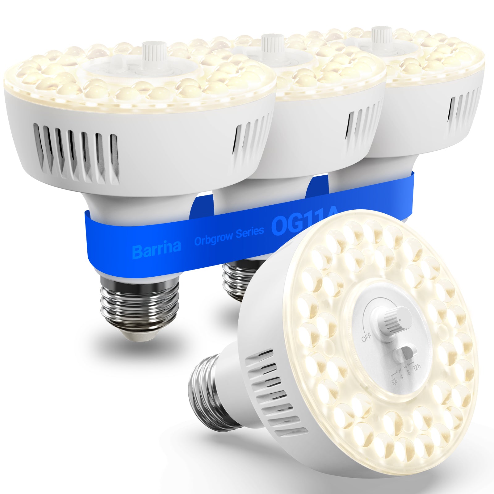 Barrina Orbgrow 11W LED Grow Light Bulb 4000K | Full Spectrum, Dimmable, Timer & E26 Base | OG11A (White)