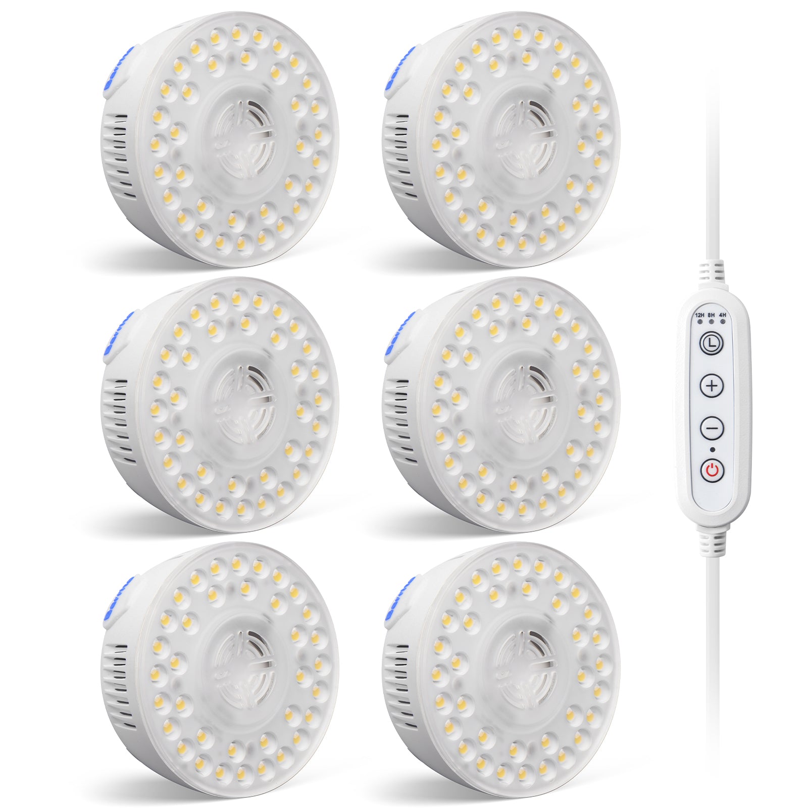 Barrina Orbgrow 9W LED Puck Grow Lights 5000K | Full Spectrum, Magnetic, Timer, Dimmable & Linkable | 6-Pack