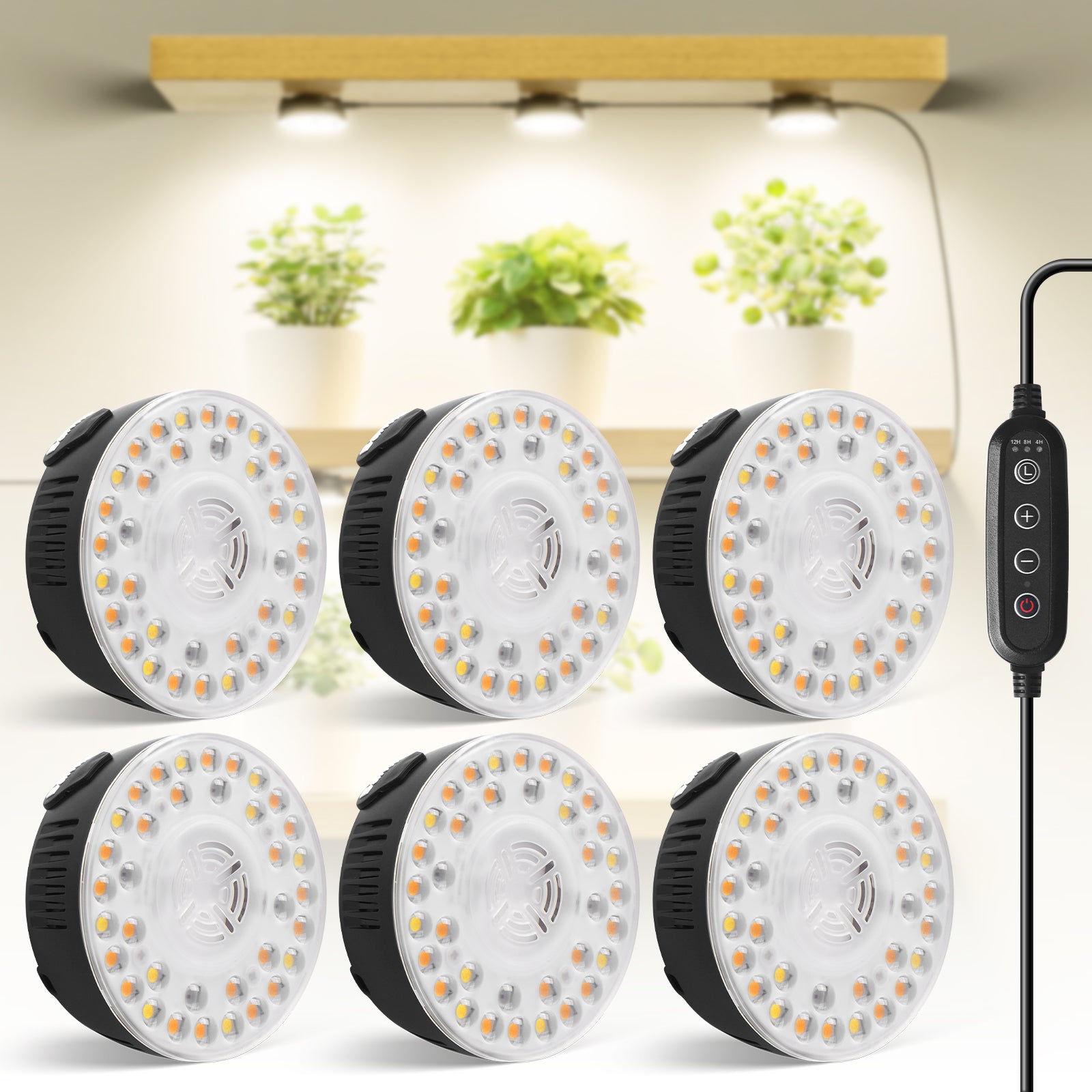 Barrina Orbgrow 9W LED Puck Grow Lights 3000K+6500K+660nm | Full Spectrum, Magnetic, Timer, Dimmable & Linkable | OG09
