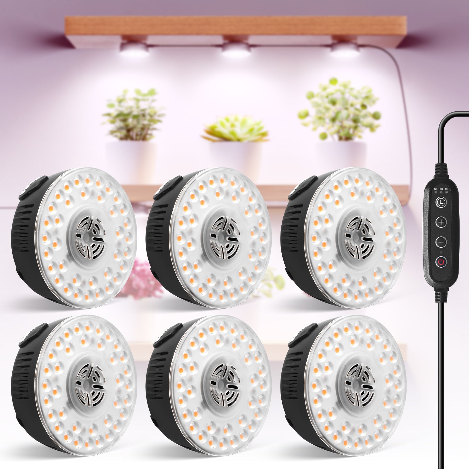 Barrina Orbgrow 9W LED Puck Grow Lights Pinkish White | Full Spectrum, Magnetic, Timer, Dimmable & Linkable | OG09