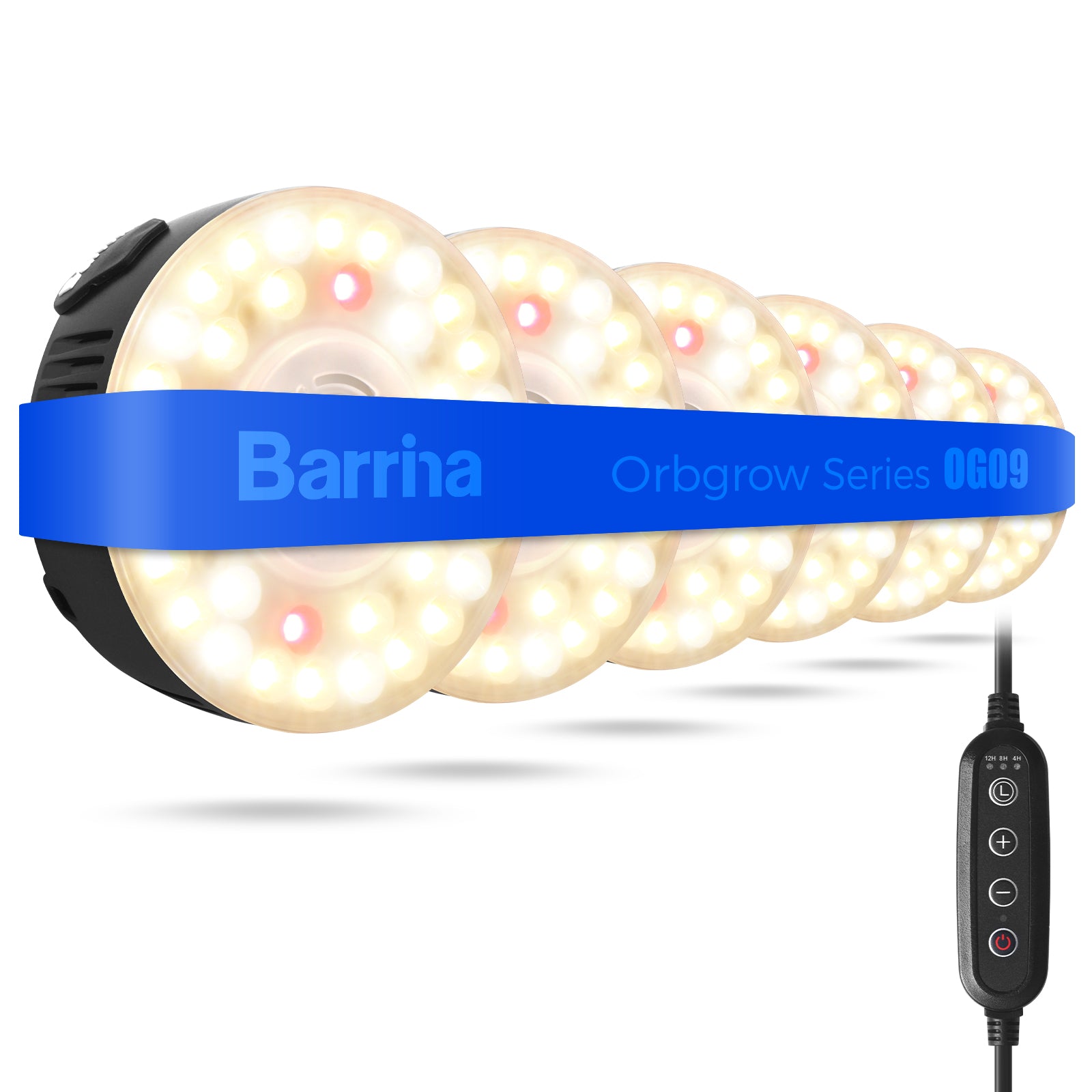 Barrina Orbgrow 9W LED Puck Grow Lights 3000K+6500K+660nm | Full Spectrum, Magnetic, Timer, Dimmable & Linkable | OG09