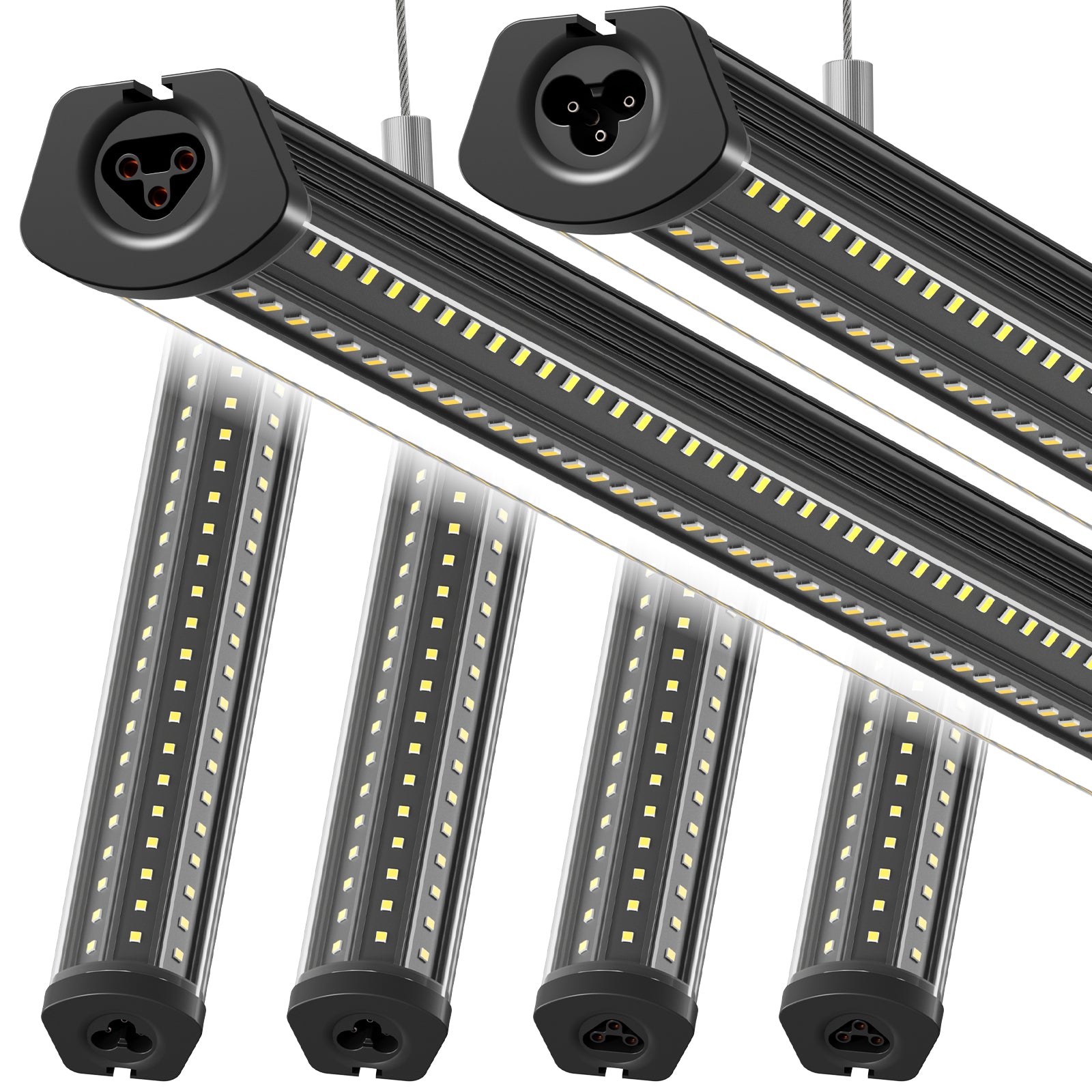 Barrina T8 140W LED Shop Lights 8FT 5000K 17000LM | Clear Cover, V Shape Tube & Hanging | BAX140a (Black)