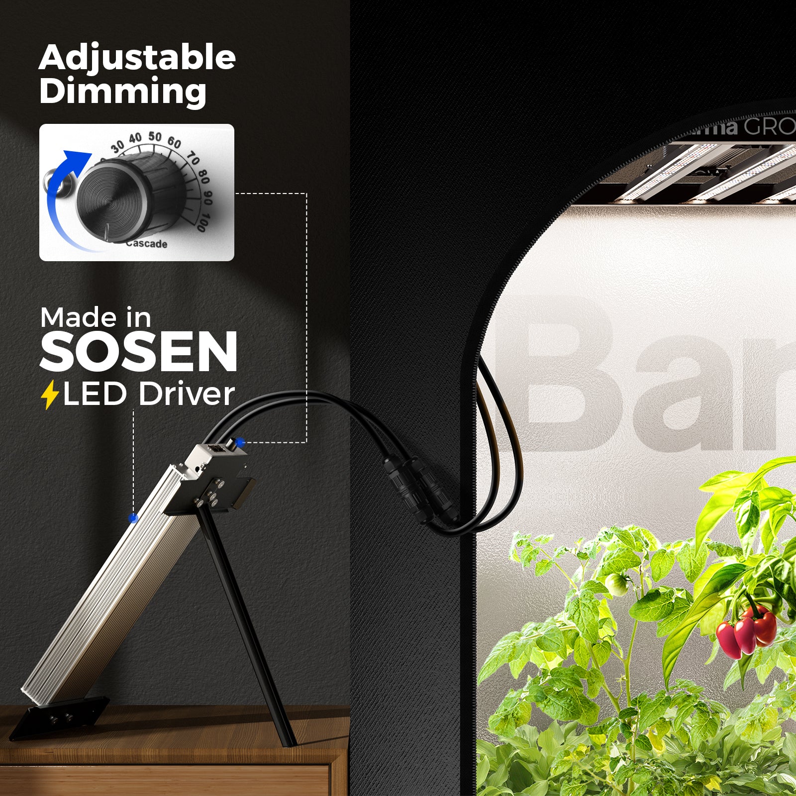 Barrina GrowForce 1000W LED Commercial Grow Light Dual Blue & FIR Light 5 x 5 | Full Spectrum & Dimmable | BG10