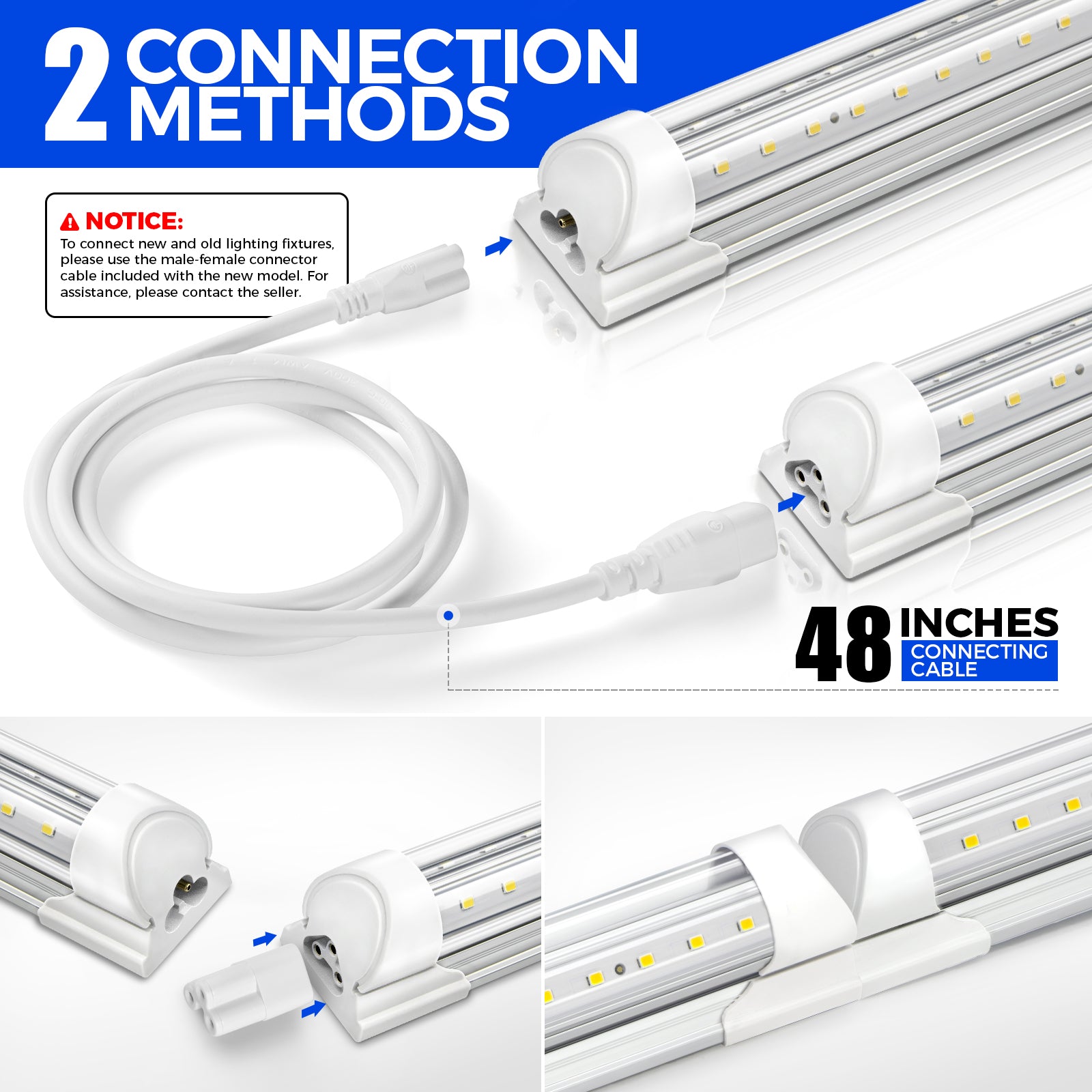 Barrina T8 72W LED Shop Lights 8FT 6500K 10000LM | Clear Cover & V Shape Tube | BAX72