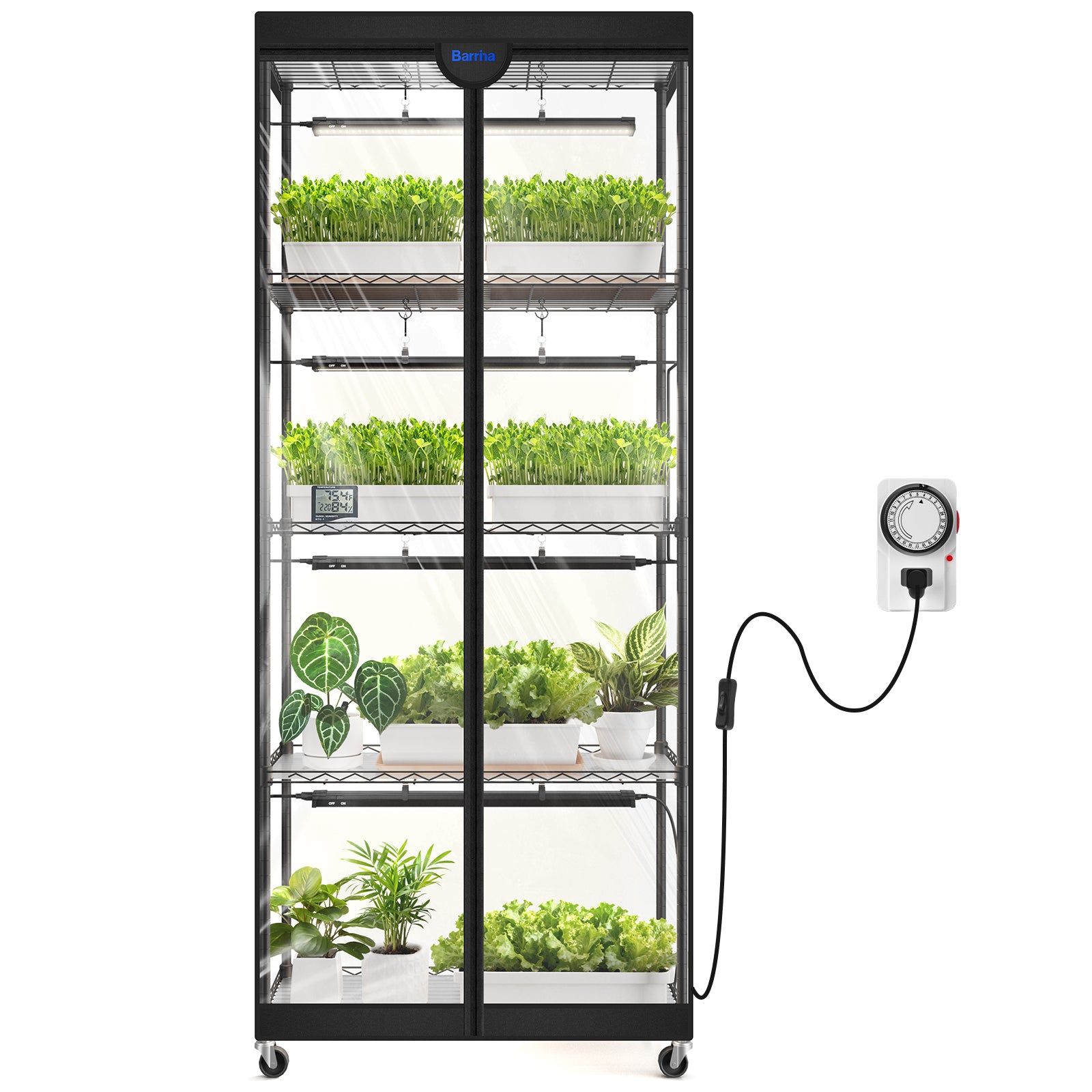 Barrina LP750 Greenhouse with 4-Pack 35W TX-S35 Grow Lights 2FT 5000K | Full Spectrum, Tent, Thermo-Hygrometer & Timer | LP750