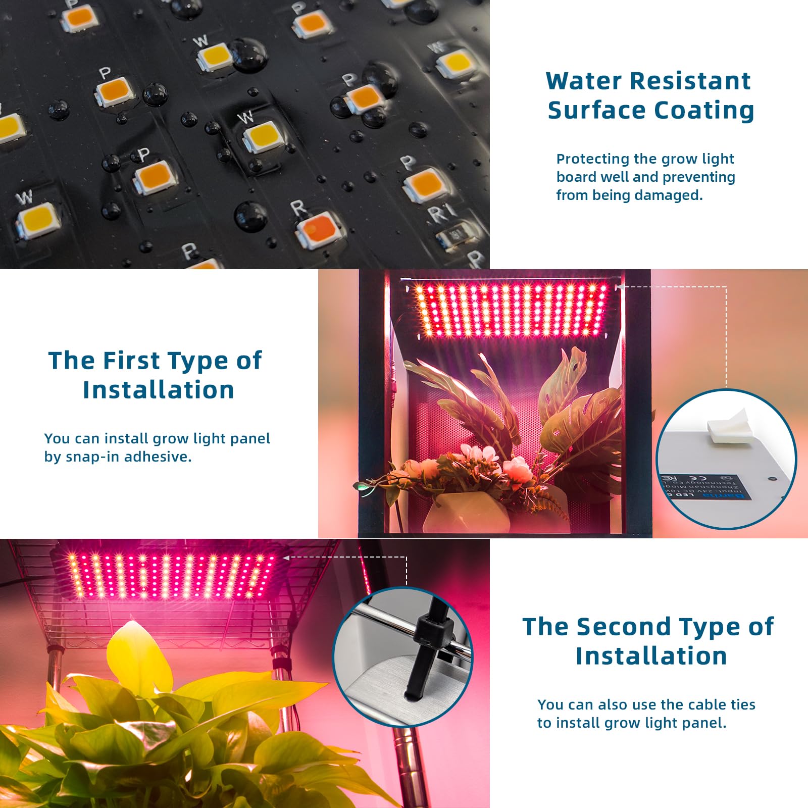 Barrina 10W LED Grow Light Panels 3-Spectrum | Ultra-Thin & Timer
