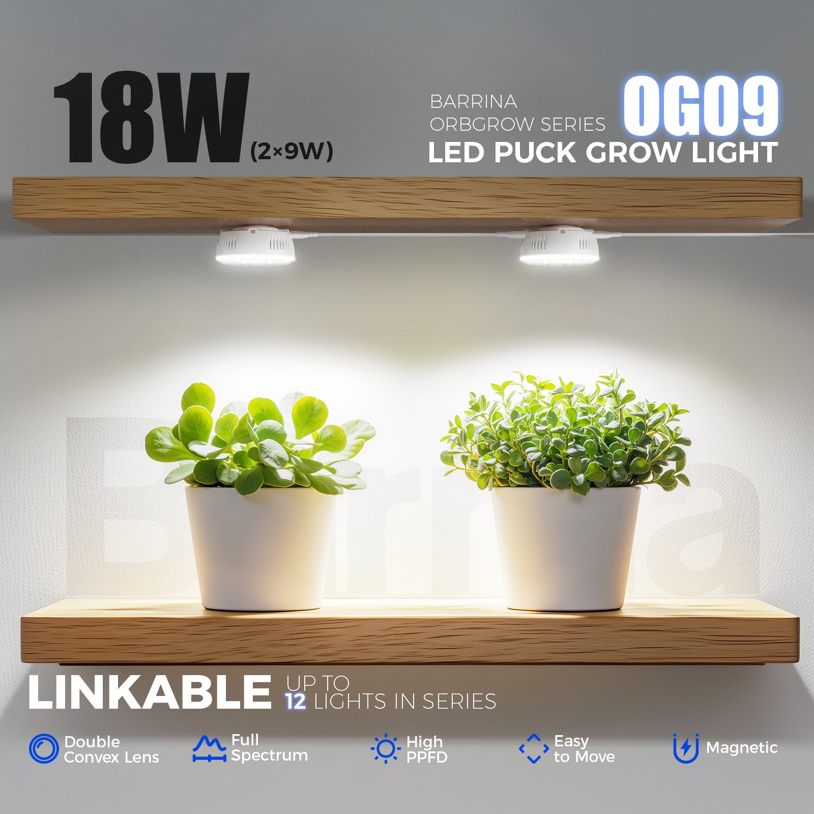 Barrina Orbgrow 9W LED Puck Grow Lights 5000K