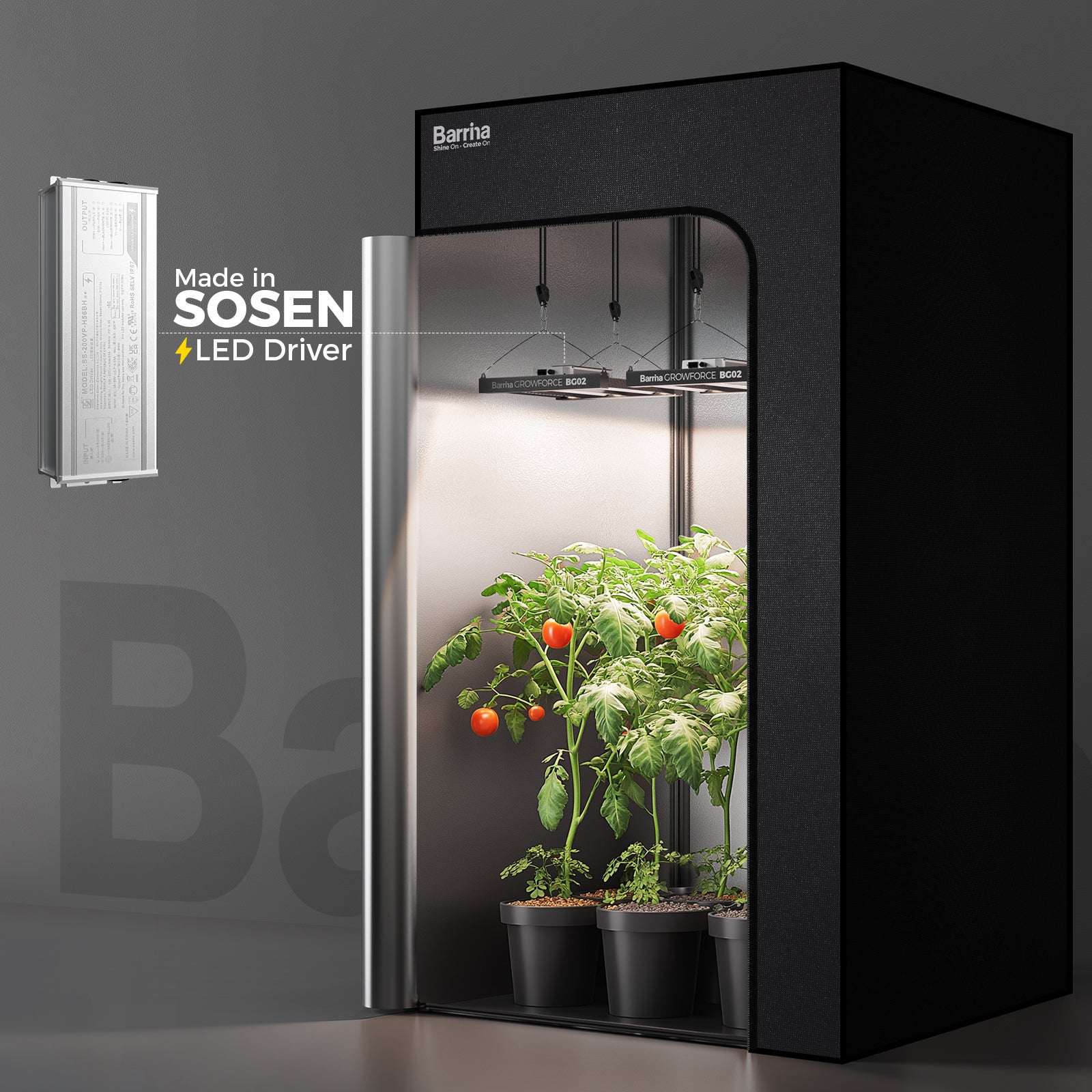 Barrina GrowForce 200W LED Commercial Grow Light Dual Blue & FIR Light 3 x 3 | Full Spectrum & Dimmable | BG02