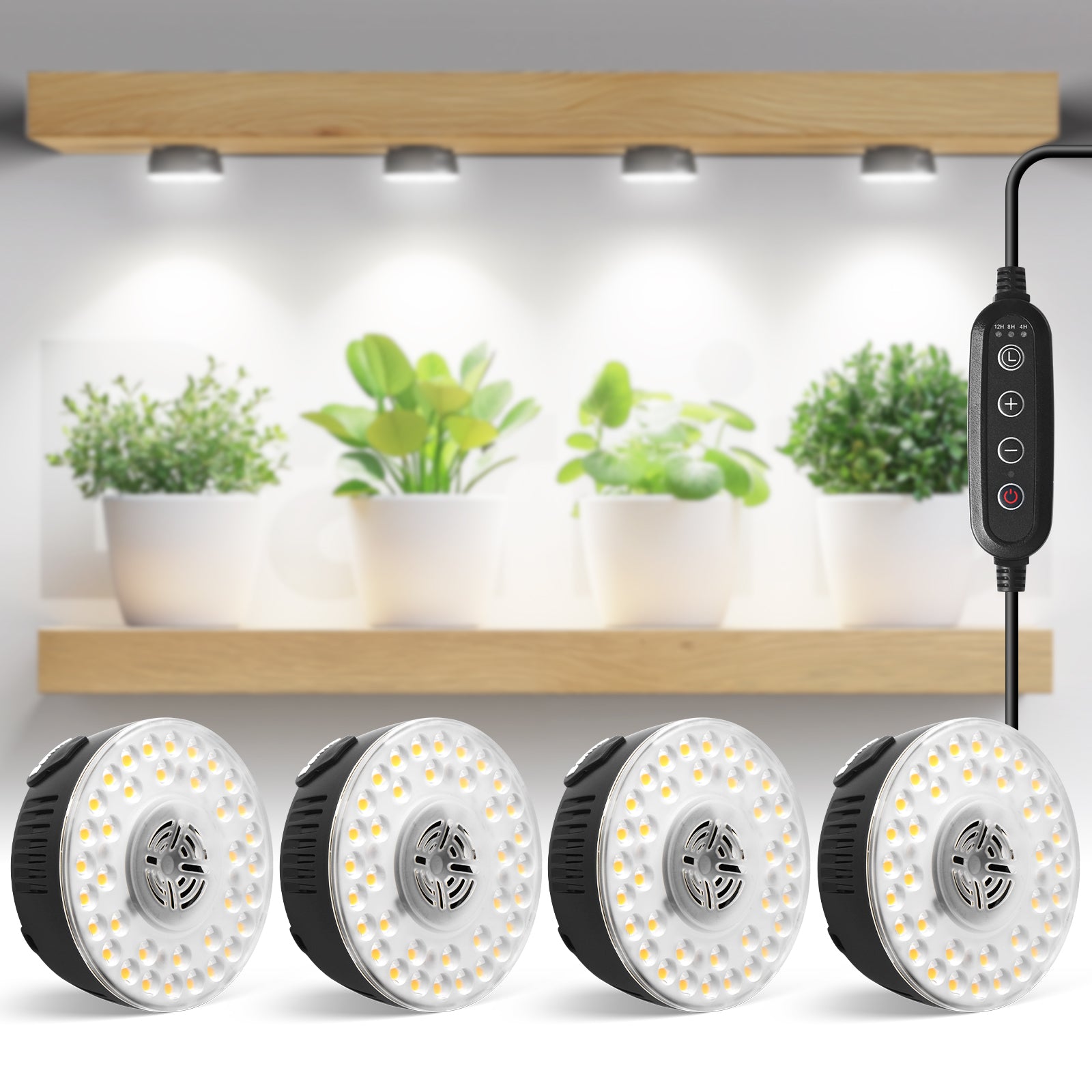 Barrina Orbgrow 9W LED Puck Grow Lights 5000K | Full Spectrum, Magnetic, Timer, Dimmable & Linkable | OG09